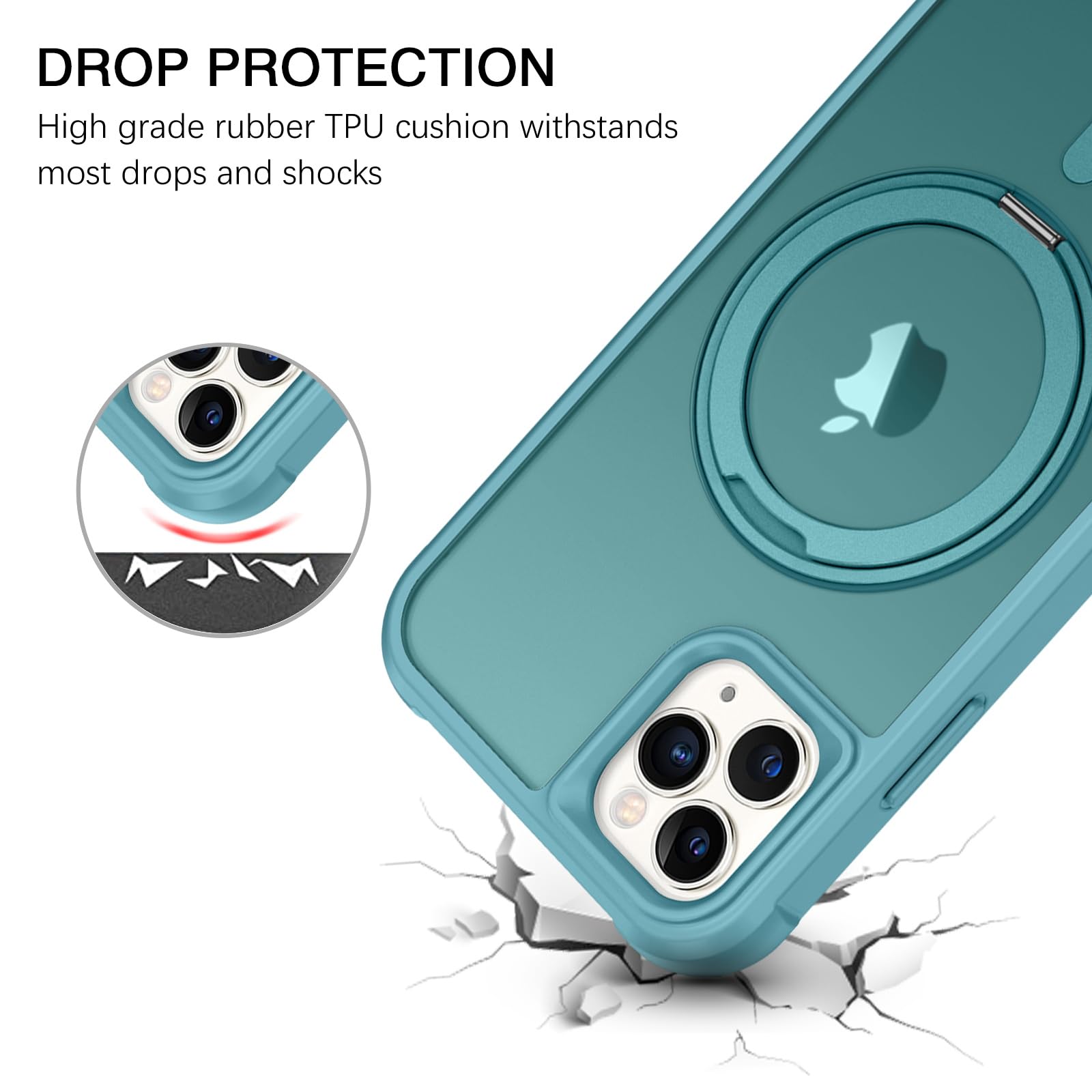 Bentoben For Magnetic Iphone 11 Pro Max Phone Case [Compatible With Magsafe] Rotatable Ring Holder Kickstand Design Shockproof W