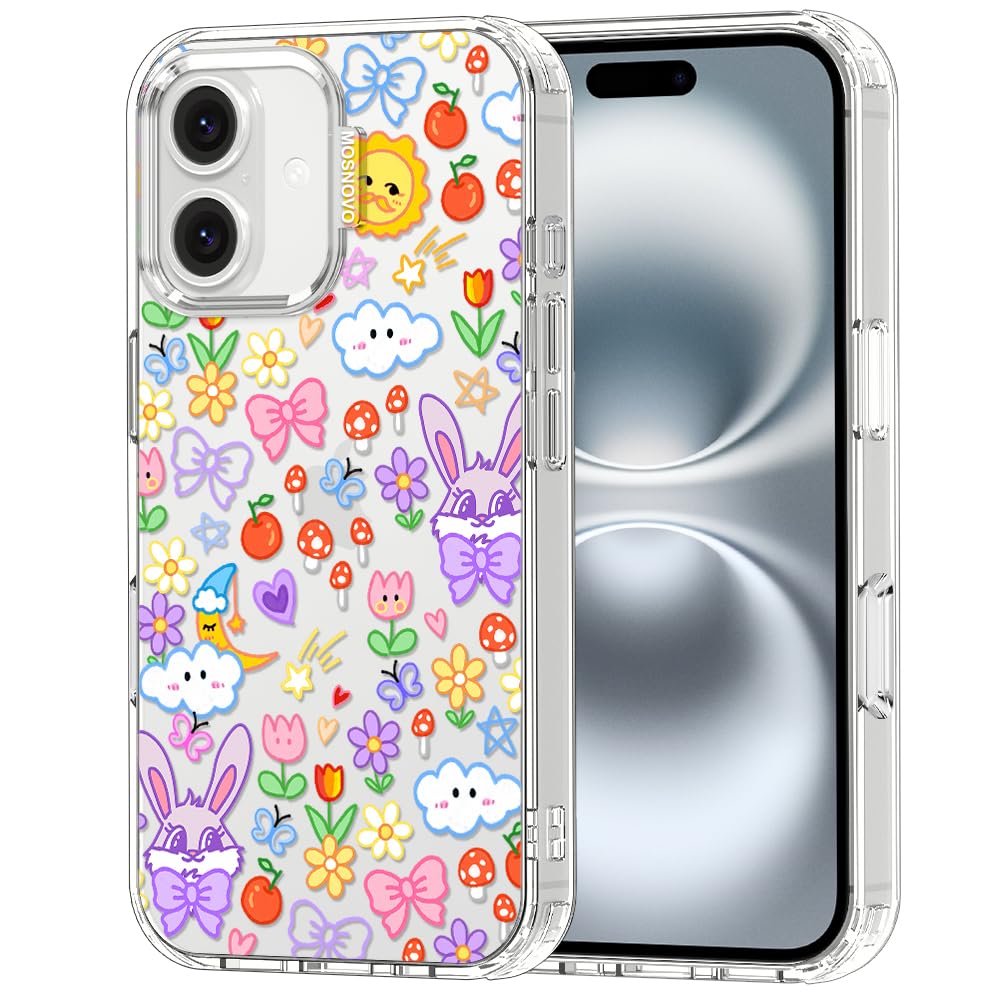 MOSNOVO for iPhone 16 Case, Shockproof Military-Grade Protection 6.6ft Drop Tested, Clear Phone Case for iPhone 16, Whimsy Garde