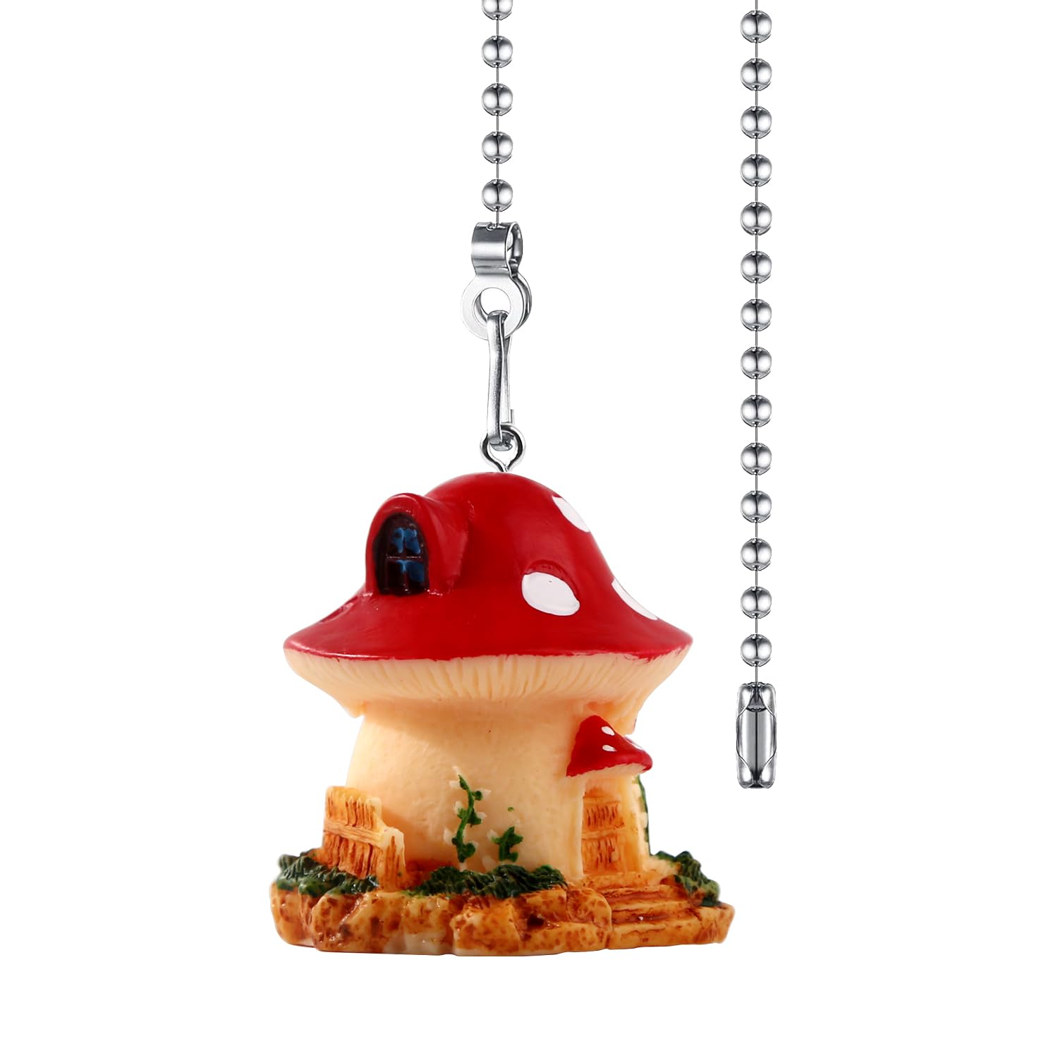 Dotlite Mushroom House Ceiling Fan Pull Chain,Cute Christmas Pulls Charm Extension Decorative,12In 3Mm Diameter Beaded Fan Light