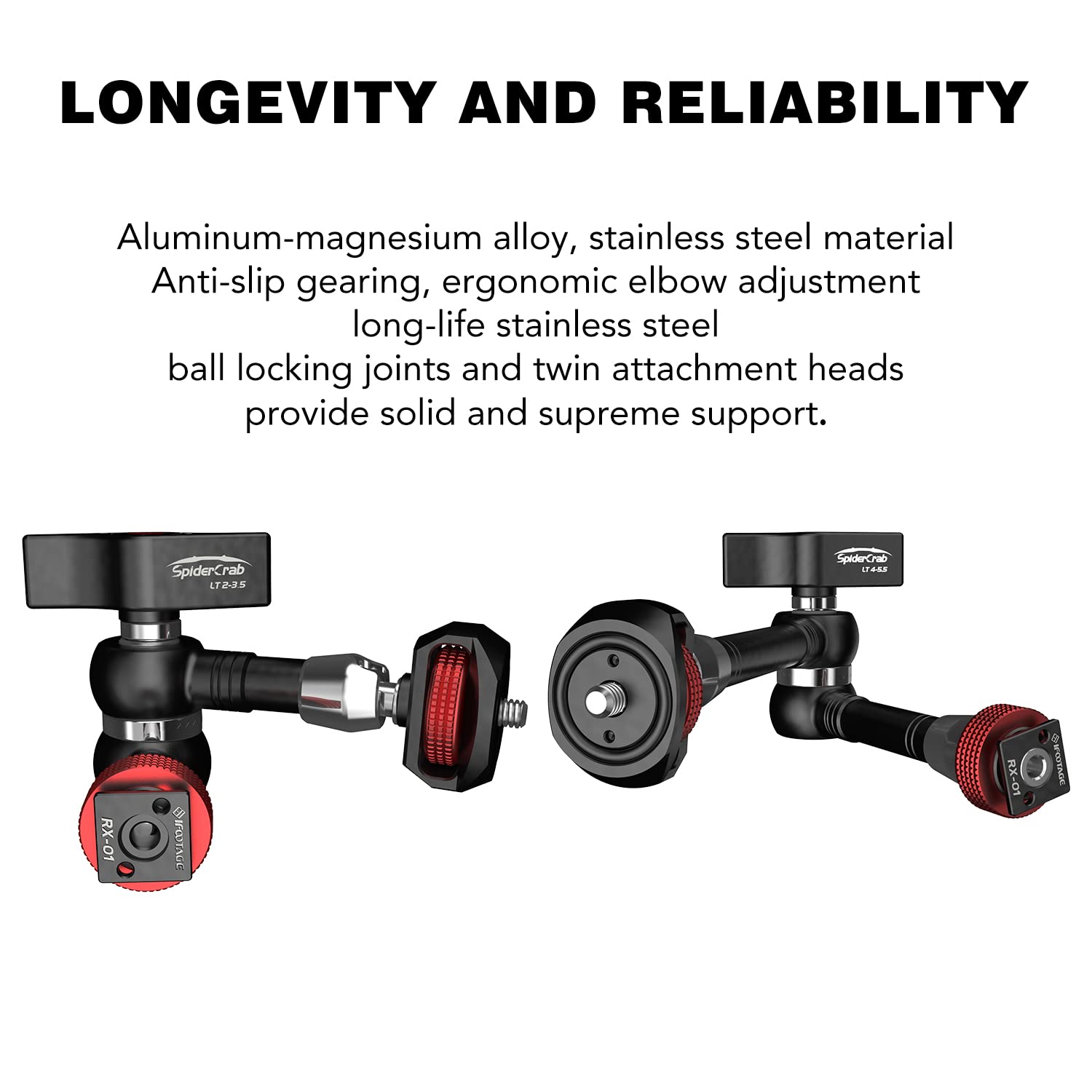 Ifootage Lt2 3.5 Spider Crab Magic Friction Arm,Aluminum Alloy & Stainless Steel,Fits For Dslr,Video Monitor,Flash Light,Microph