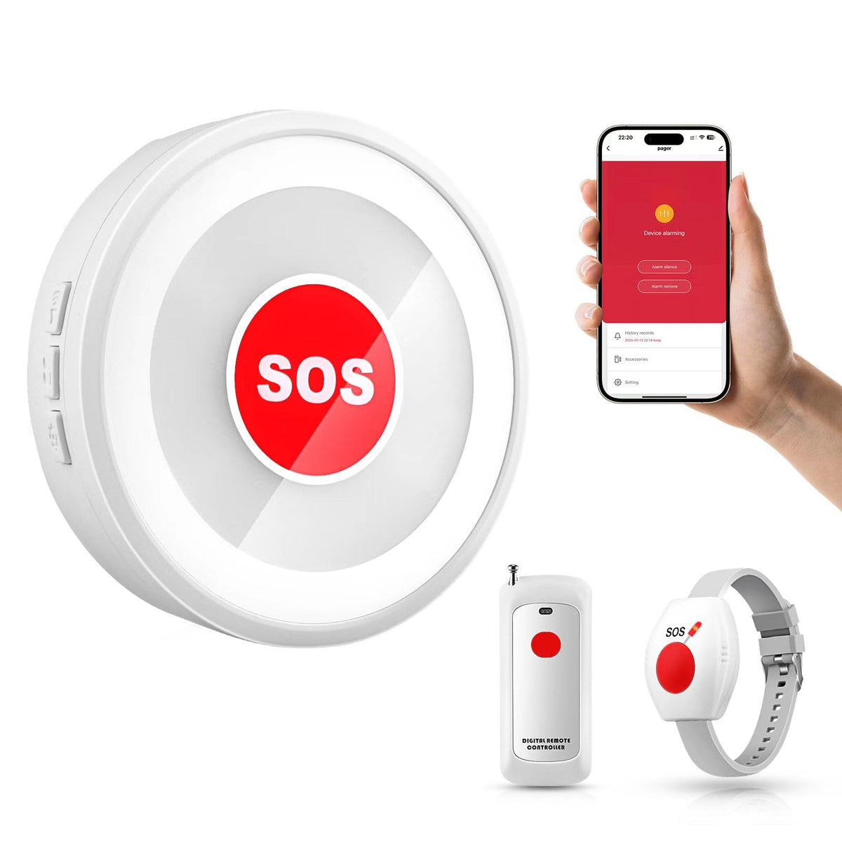 Caregiver Pager Life Alert Systems For Seniors No Monthly Fee Wi-Fi App Control Elderly Alarm Call Button Panic Alarm For 1 Call