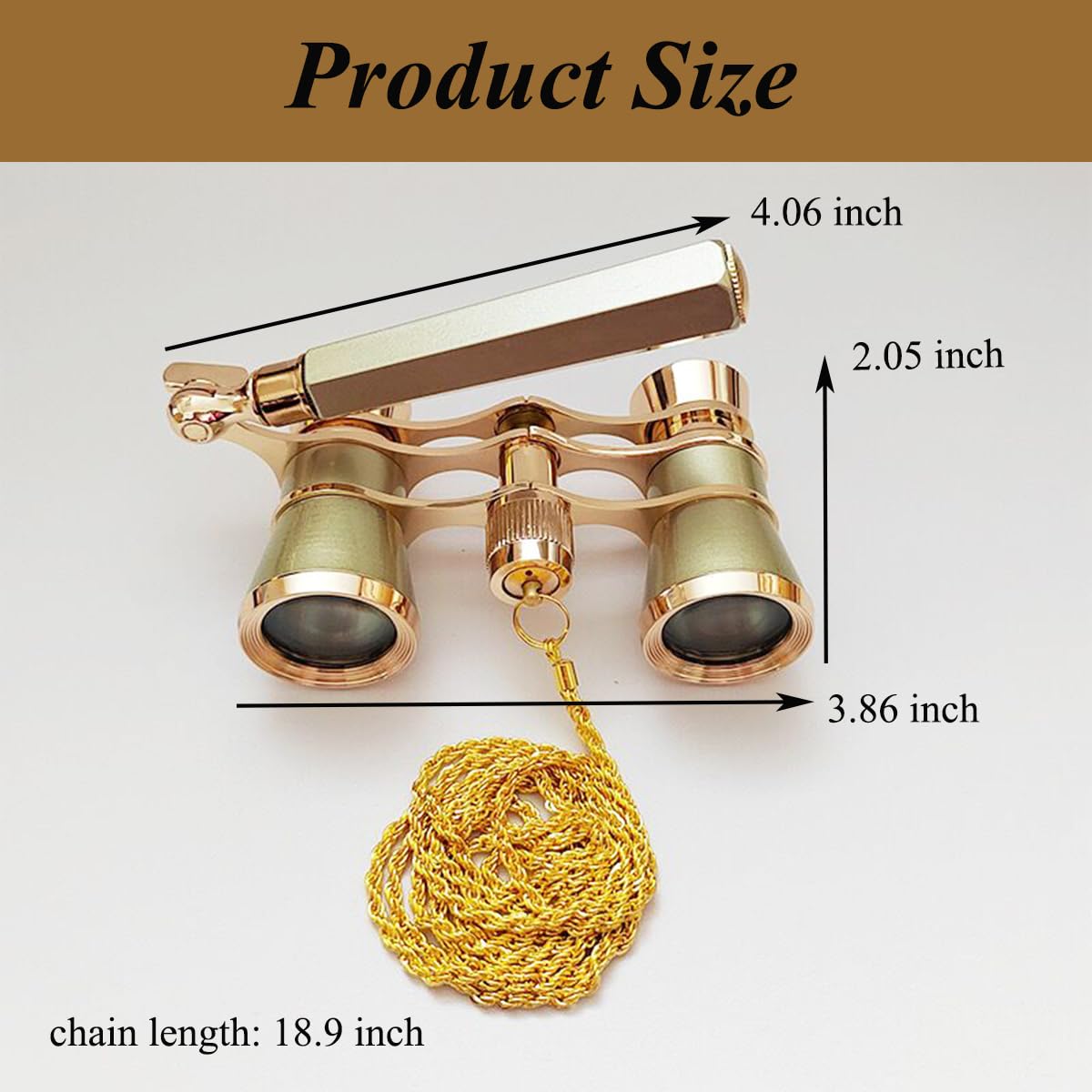 Binocular Telescope 3    25,Foldable Handle,Compact Lightweight With Chain,Opera Glasses With Handle For Women And Children (Gol