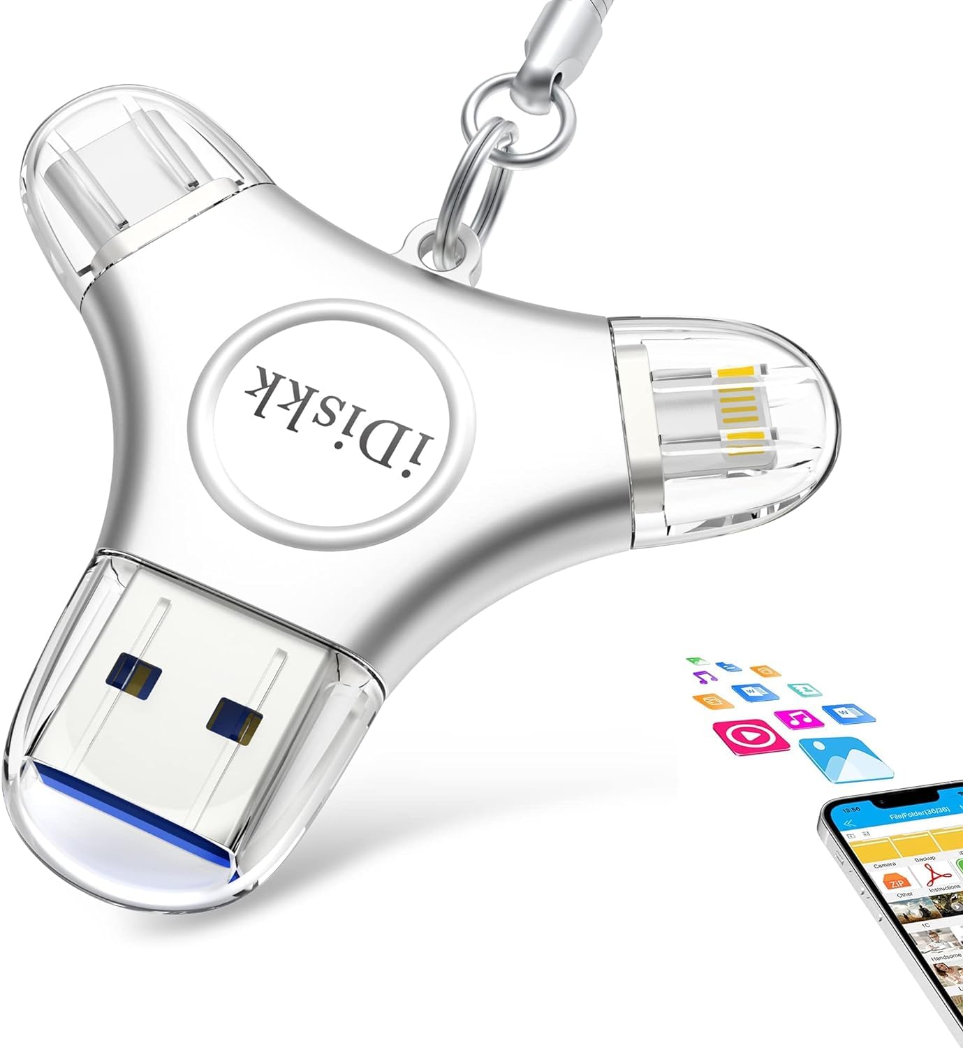 App Le Certified Idiskk 128Gb Phone Flashdrive Iphone 15 16 Photo Stick Usb C Ipad Pro Android Samsung For Iphone 15/14/14 Pro/13/13 Pro/12 Pro/12 Mini/Xr/X, Iphone Usb Storage For Pc,Macbook