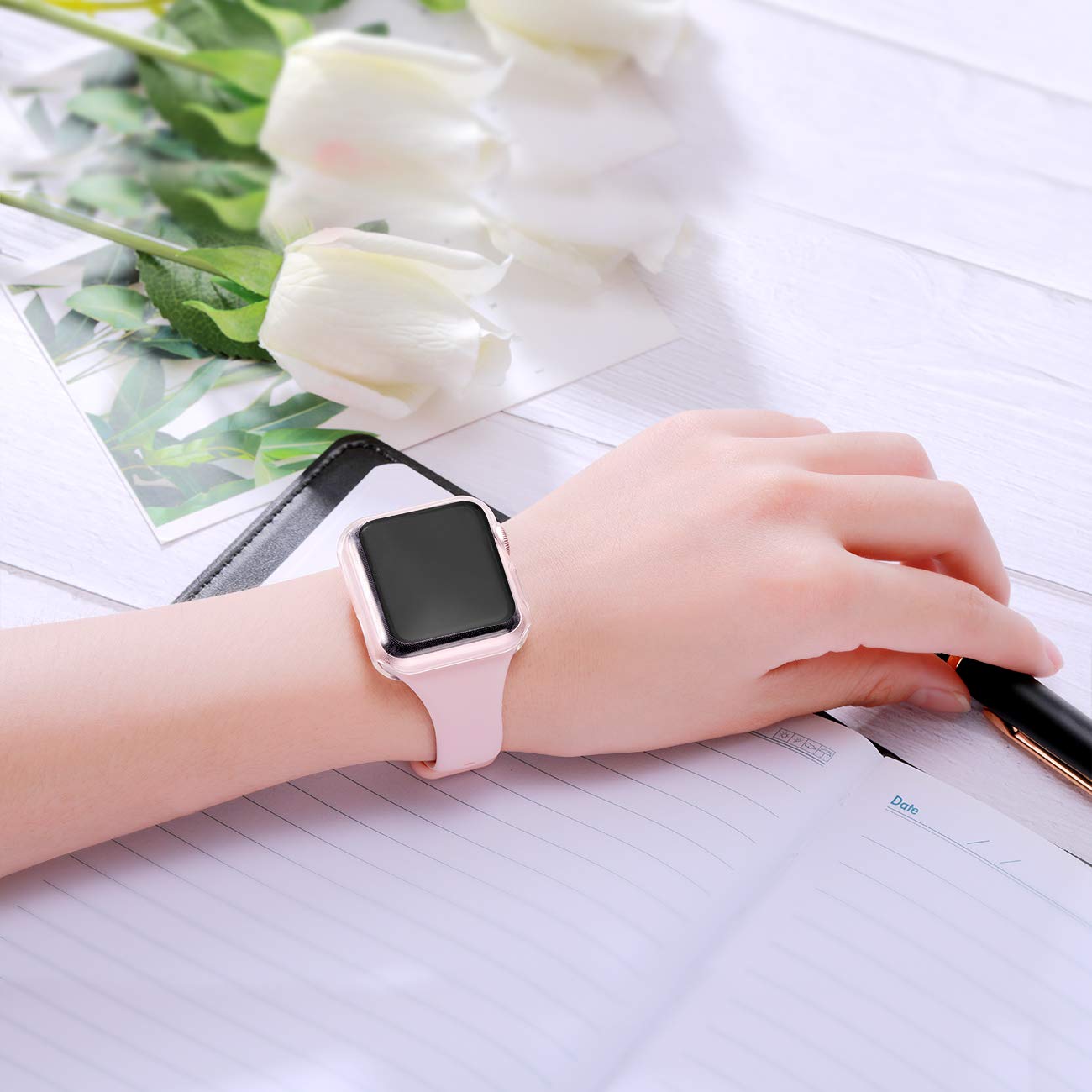 Geak For Apple Watch Case 44Mm Series 6 Series 5 With Screen Protector, 3 Pack Soft Transparent Tpu All Around Protective Case F