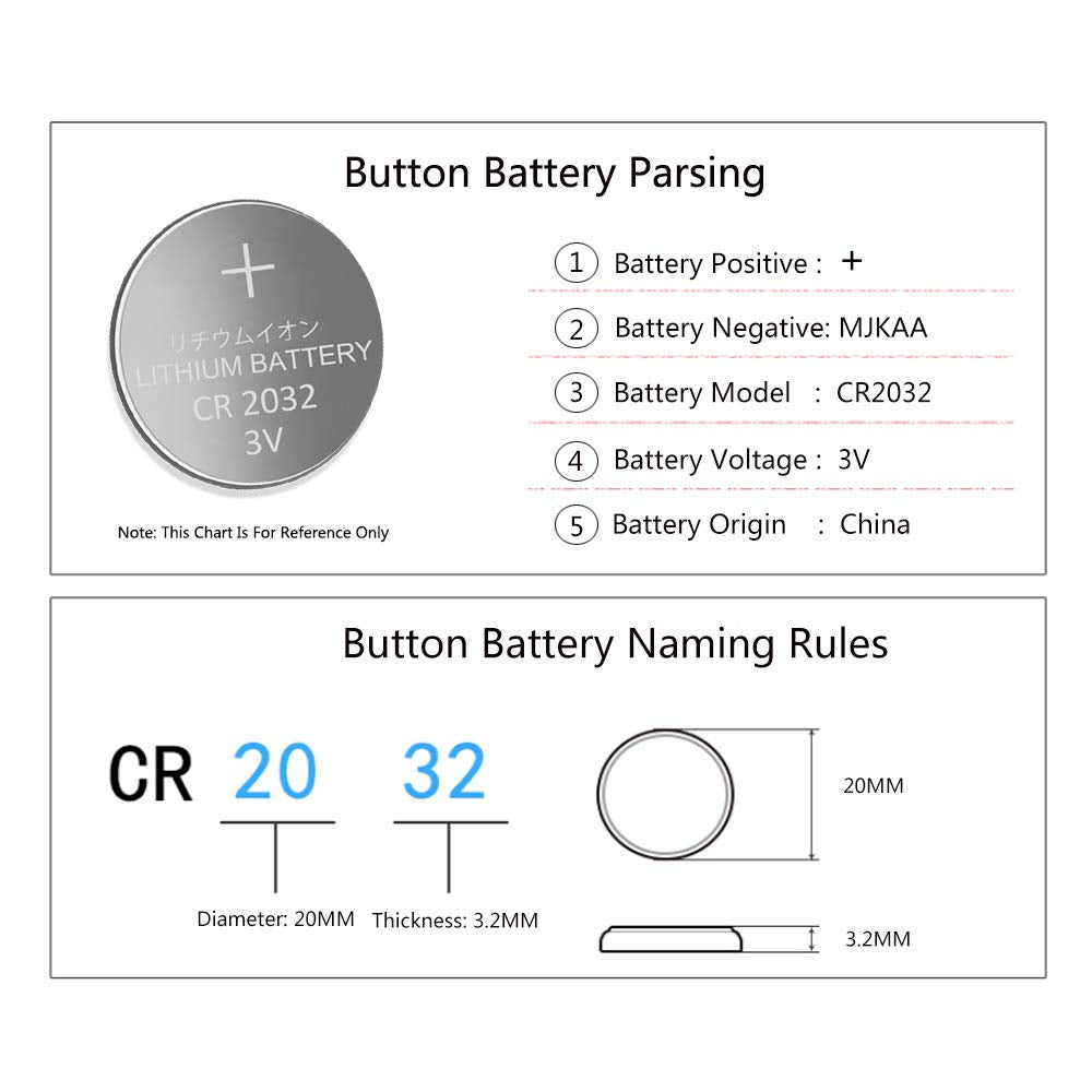 Mjkaa Cr2032 3V 2032 Lithium Button Cell Battery (50 Count)