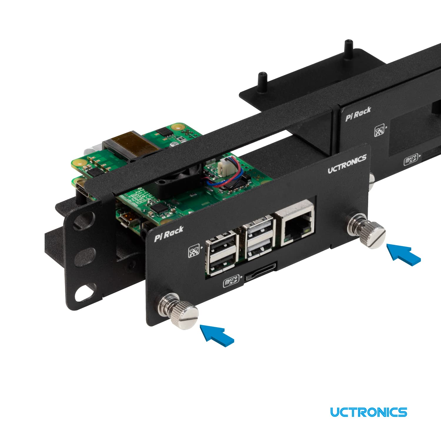 Uctronics Front Removable 1U Rack Mount For Raspberry Pi, With 4 Mounting Brackets For Raspberry Pi 5, 4B, 3B+/3B, And Other B M
