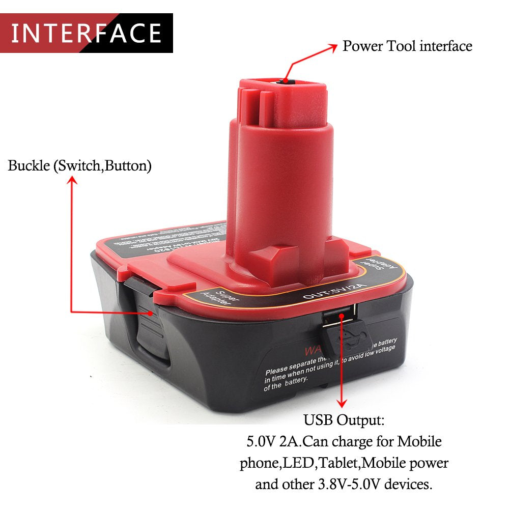 Waitley Battery Adapter For Dewalt Dca1820 18V 20V Converter With Usb Port Function Compatible With Dc9096 De9096