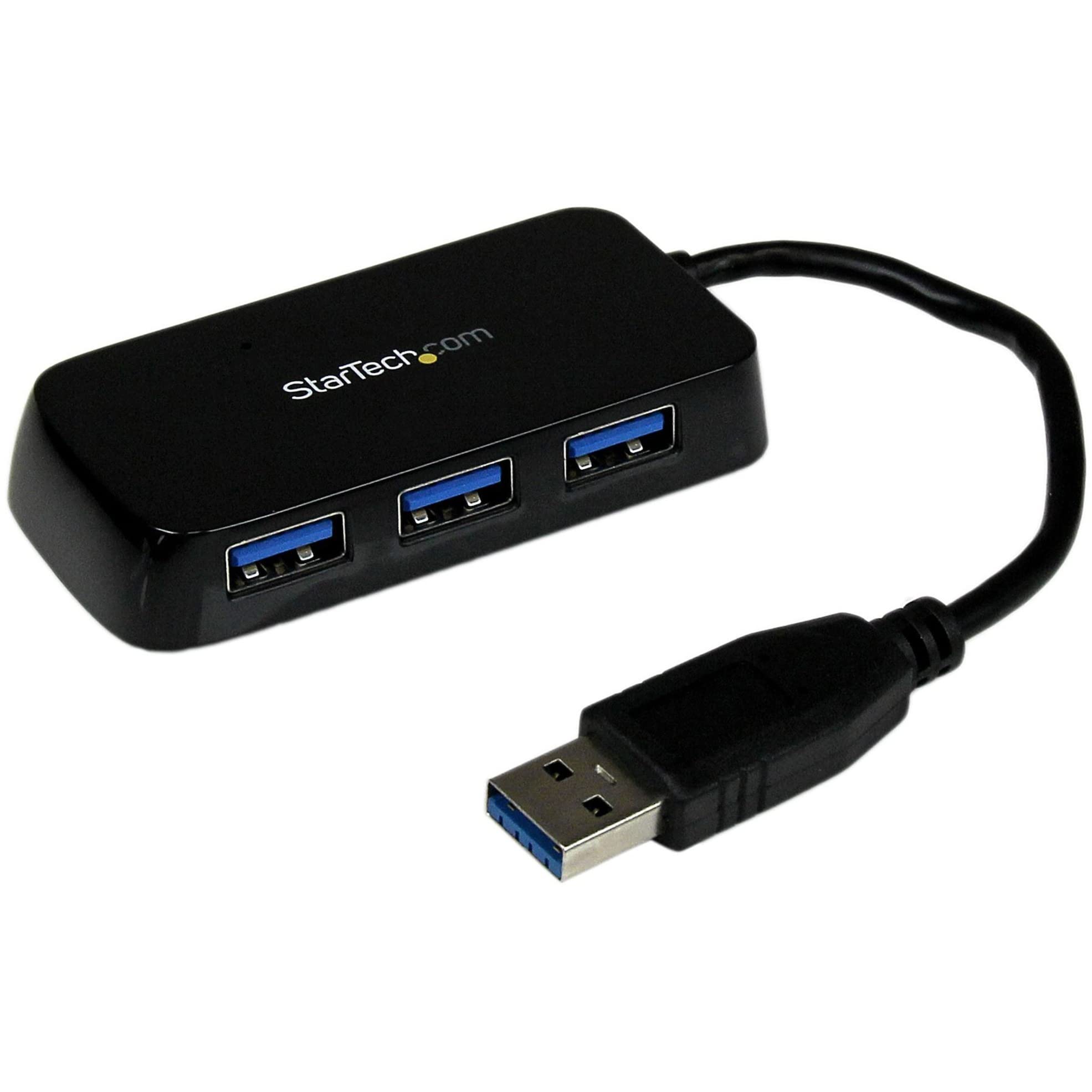 Startech.Com 4 Port Usb 3.0 Superspeed Hub   Portable Mini Multiport Usb Travel Dock   Usb Extender Black For Business Pc/Mac, L