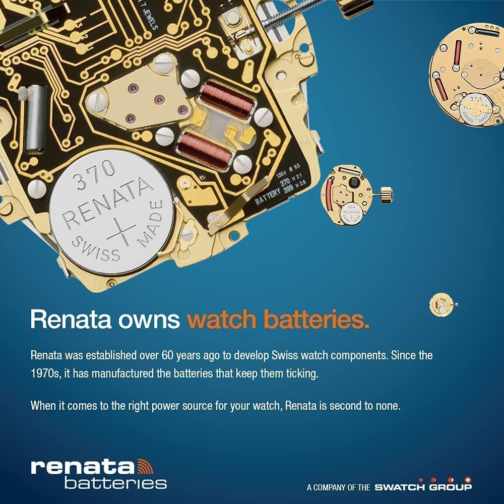 Renata 371 Sr920Sw Batteries   1.55V Silver Oxide 371 Watch Battery (2 Count)