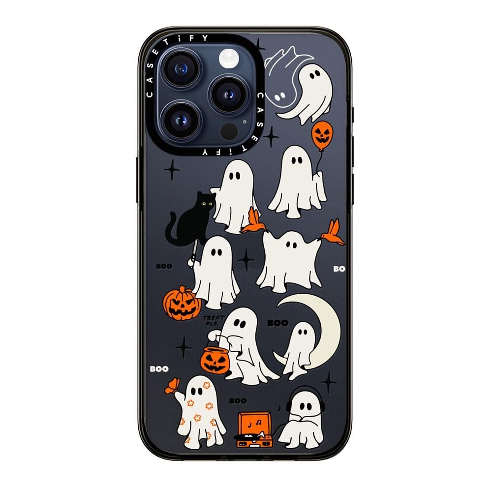 Casetify Compact Case For Iphone 15 Pro Max [2X Military Grade Drop Tested / 4Ft Drop Protection]   Boo Things   Clear Black