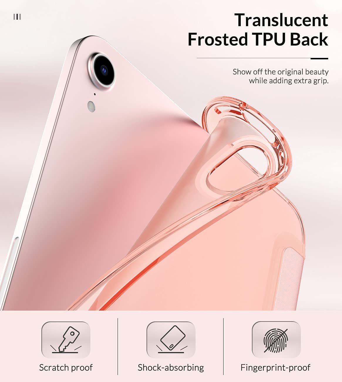 MoKo Case Fit New iPad Mini 7 (A17 Pro) 2024, iPad Mini 6th Generation Case 2021 (8.3 inch), iPad Mini 6 Case, Soft TPU Translucent Frosted Back Cover Case for iPad Mini 7th, Rose Gold