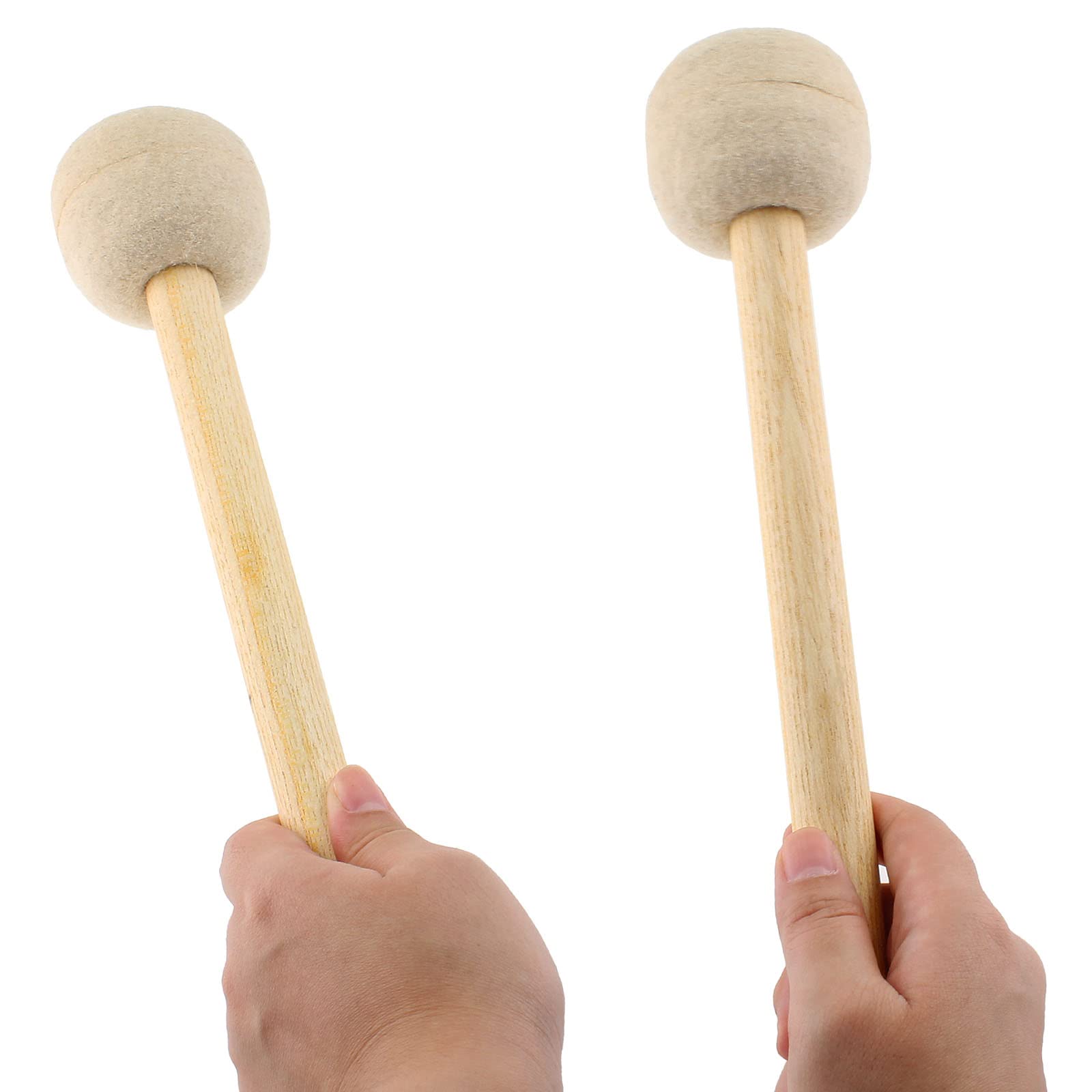 Jiozermi 2 Pcs Drum Mallet 13.22 Inches Length, Wool Felt Drum Stick, Anti Slip Bass Percussion Sticks, Instrument Band Accessor