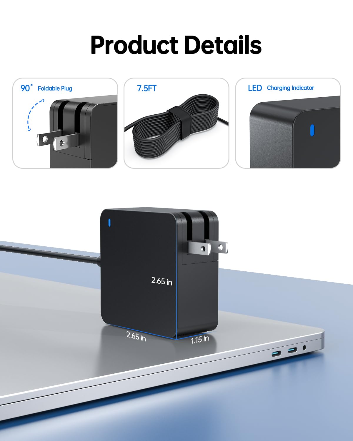 Laptop Charger For Asus Vivobook, Zenbook, Chromebook, (Ul Certified Safety), Round Connector, 65W, 45W, 33W