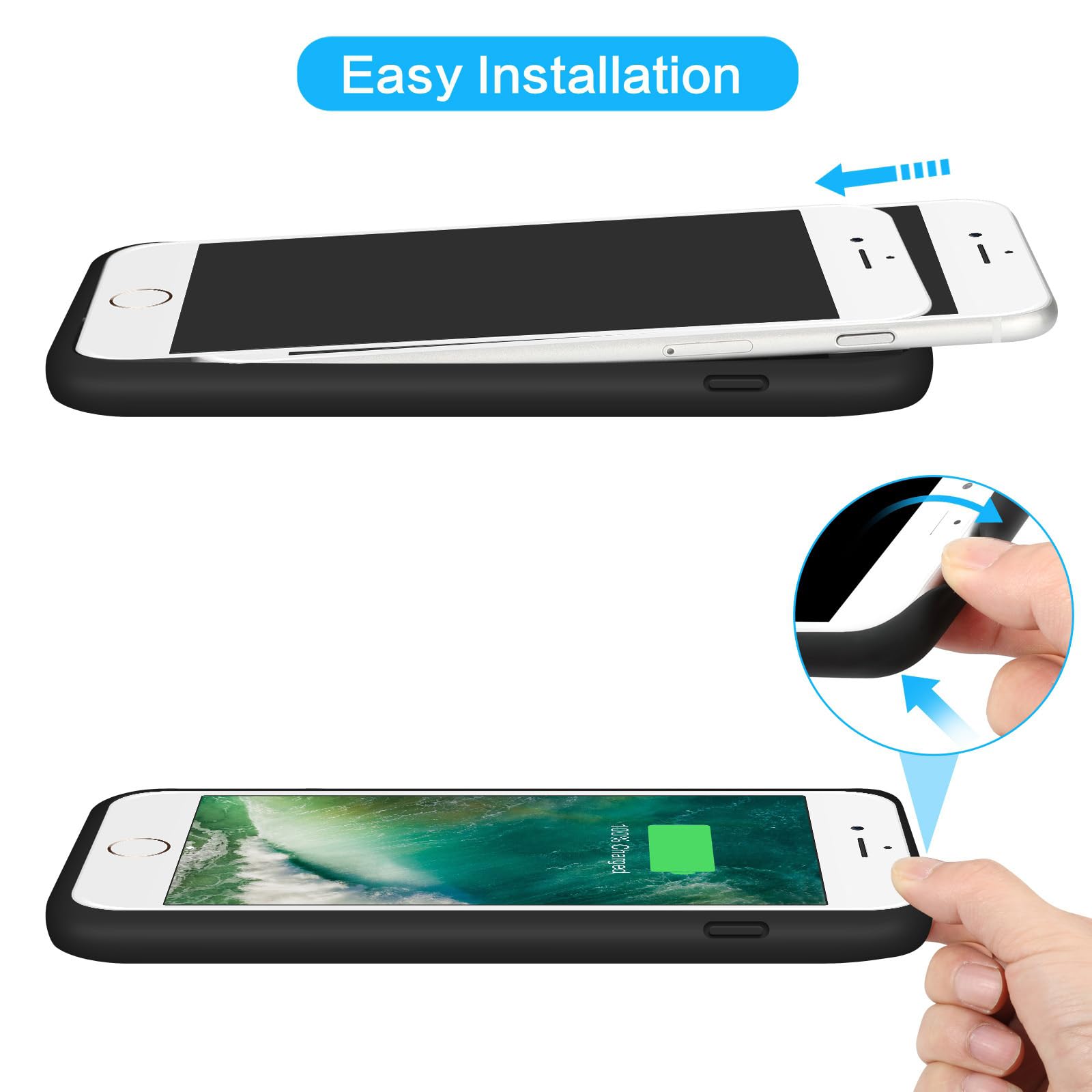 Hetp Battery Case For Iphone 8Plus/7Plus 8500Mah,Upgraded Protective Rechargeable Extended Battery Pack For Iphone 7Plus Chargin