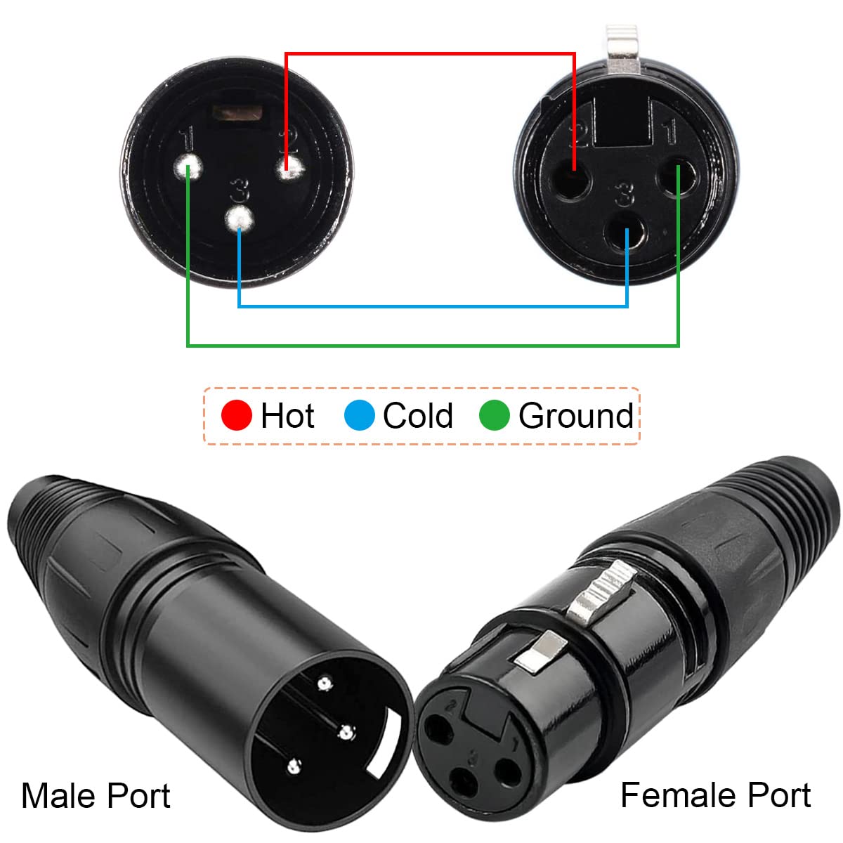 Dkardu 10Pcs 3 Pin Xlr Solder Connector, 5 Male And 5 Female Xlr Mic Snake Plug, Microphone Audio Socket For High Conductivity A