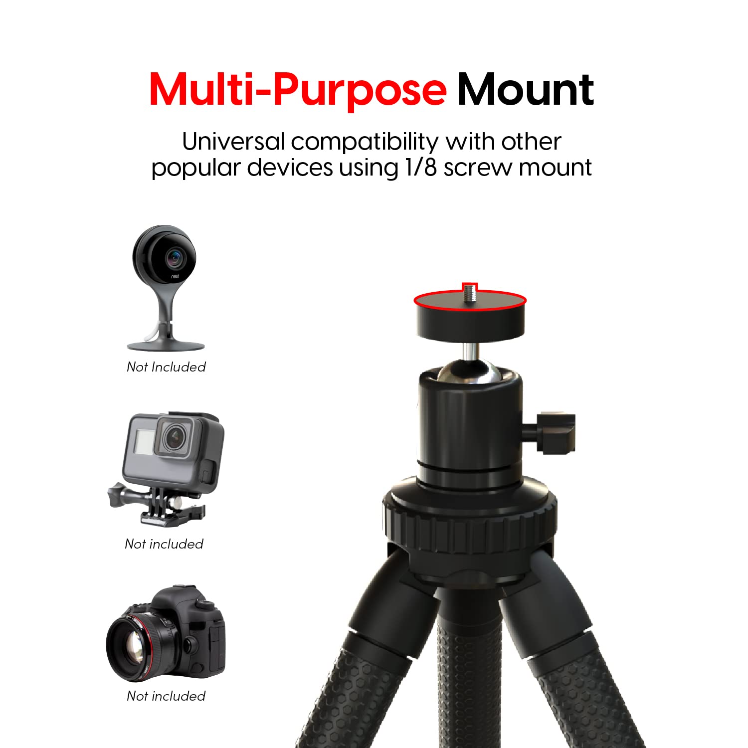 Talkworks Tripod Stand With Flexible Posable Legs-Compatible With Nest Camera-Multi-Purpose Mount Travel Tripod With 1/8 Screw M
