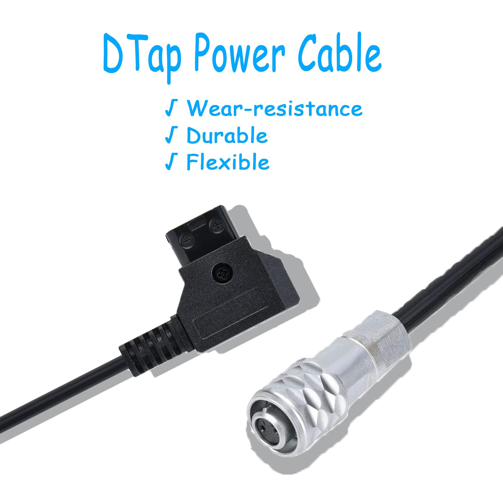 Yoidesu Dtap Power Cable 2 Pin Female To P Tap, Bmpcc To D Tap 4K Camera Cable Connector, For 4K, For Gold Mount V Mount Battery, D Tap To Bmpcc 4K Power Cable(1M)