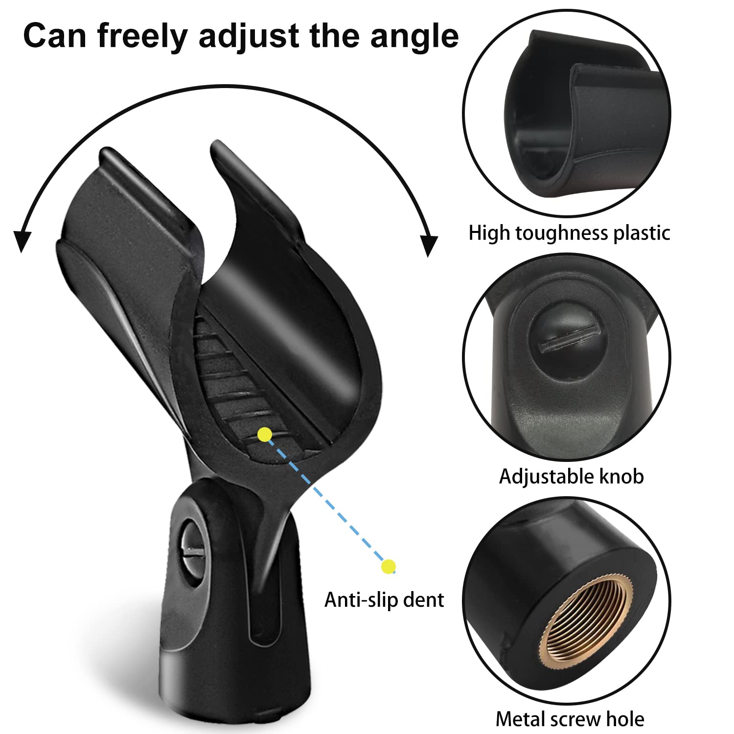 Mictop Universal Microphone Clip Holder, Comes With 5/8 Male To 3/8 Female Screw Adapter Suitable For Handheld Microphones, 2-Pa