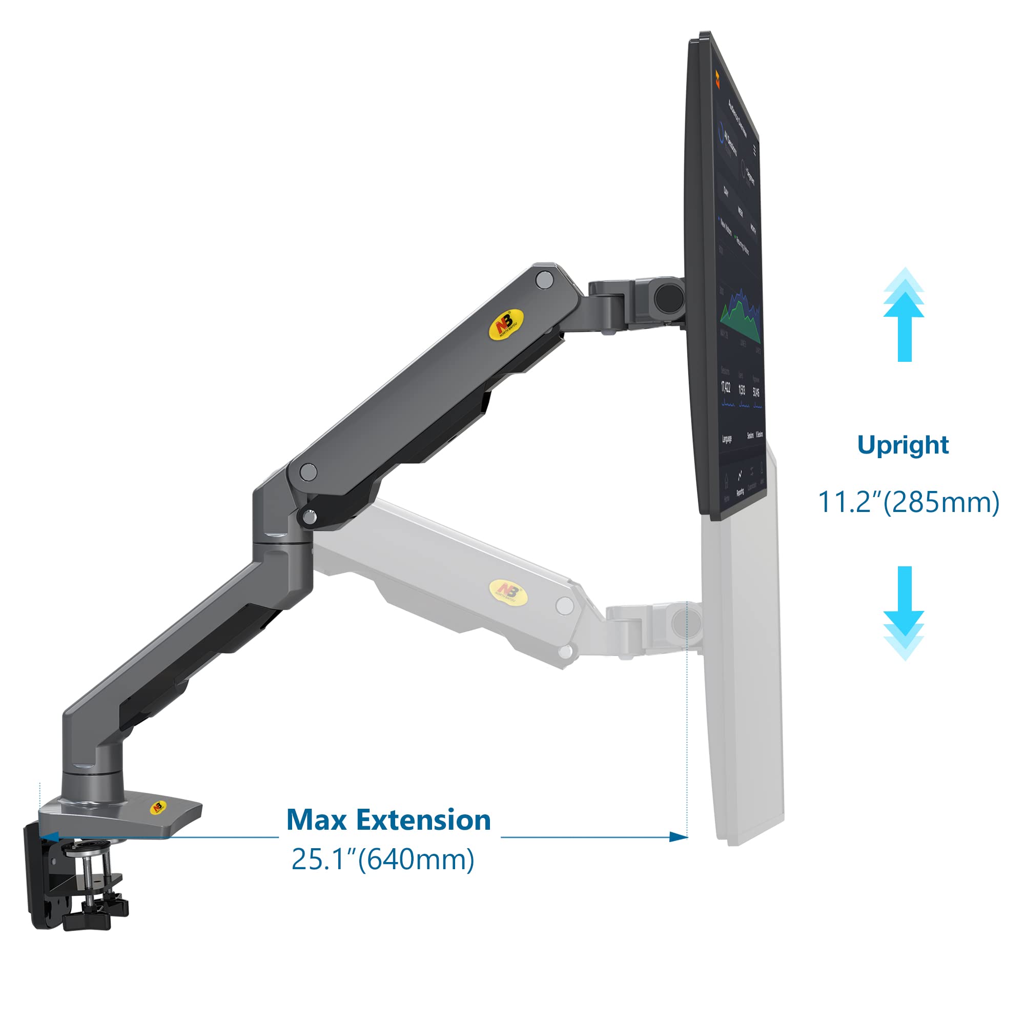 Nb North Bayou Heavy Duty Monitor Arm Desk Mount, Full Motion Monitor Stand Fit For 27'' 45'' Big Screen With Heavy Weight Capac