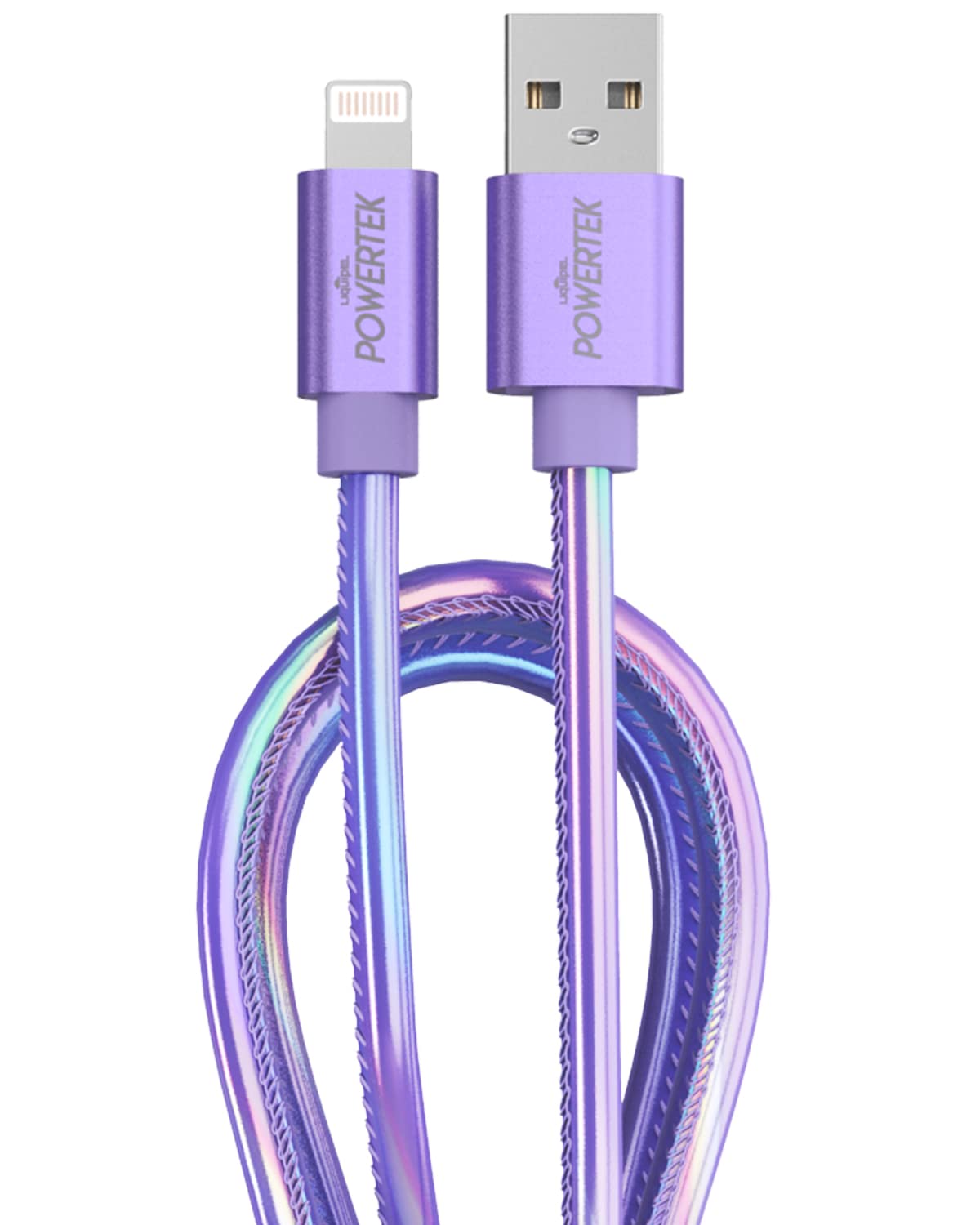 Liquipel Powertek Iphone Charger Cable, 6 Ft Fast Charging Lightning To Usb Cord Adapter, Compatible For Ipad, Mfi Certified, Metallic Shine (Purple)