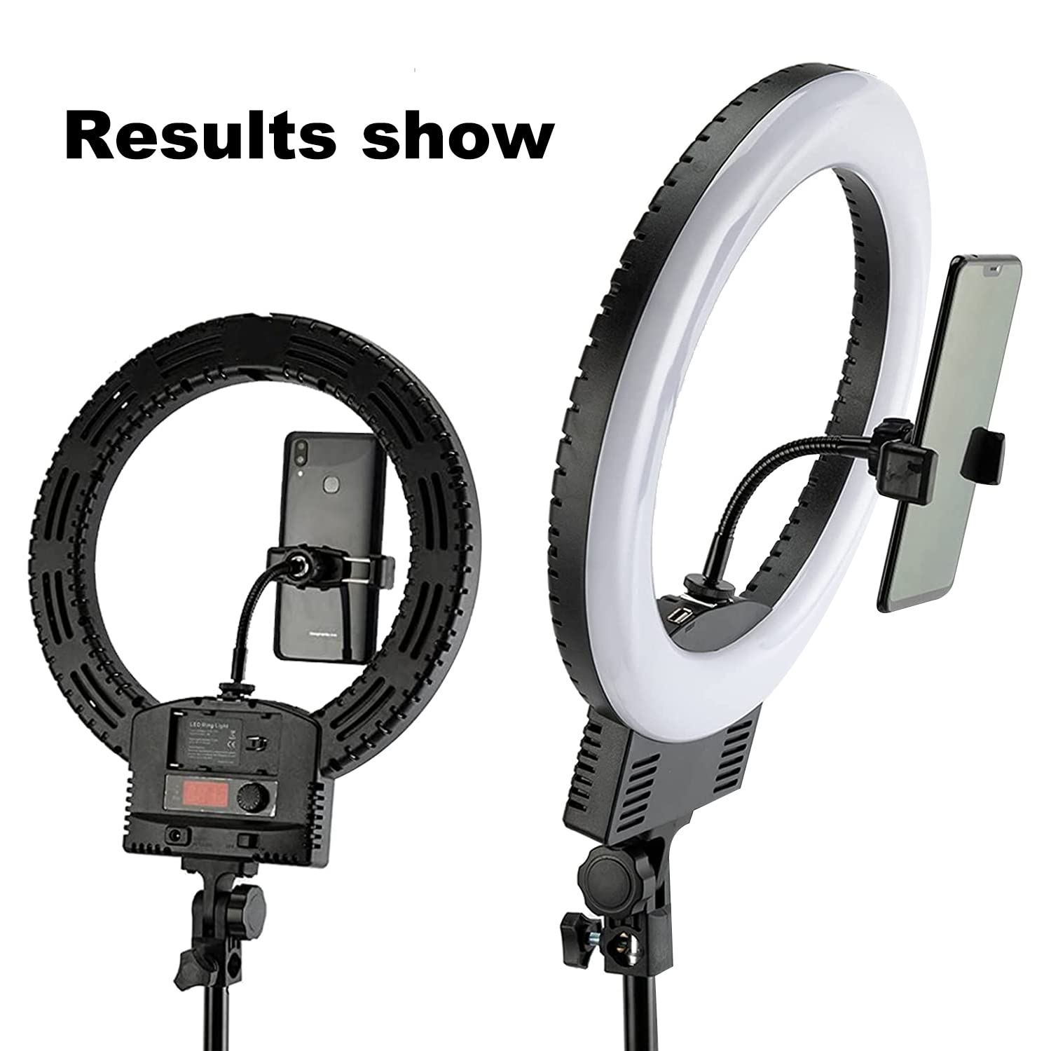 JCTRIWAY Universal Ring Light Phone Holder Flexible Mount 1/4 Hot Shoe Adapter Aluminum Black