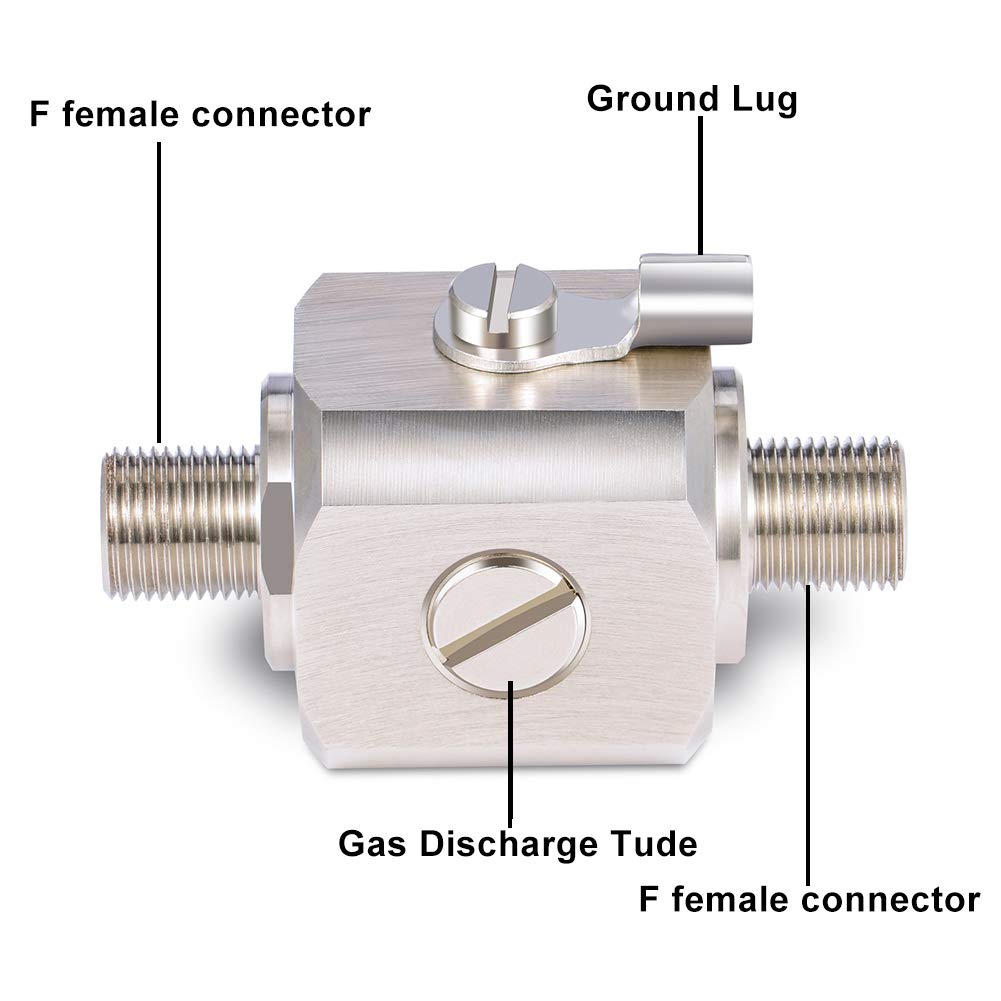 Xrds Rf Lightning Arrestor F Female To F Female 75 Ohm Coaxial Lightning Aresstor With Gas Tube For Satellite Cable Tv 2G 3G 4G Cell Phone Signal Booster Lte Antennas