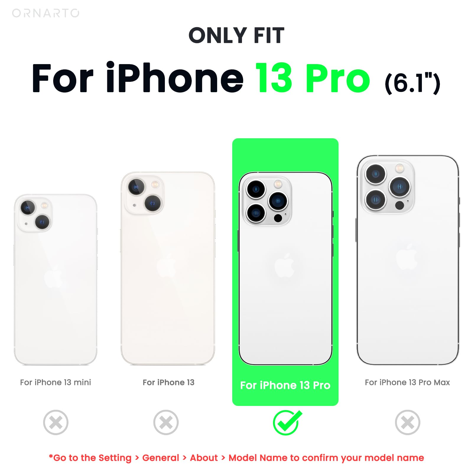 Ornarto Compatible With Iphone 13 Pro Case 6.1, Slim Liquid Silicone 3 Layers Full Covered Soft Gel Rubber Case Cover 6.1 Inch N