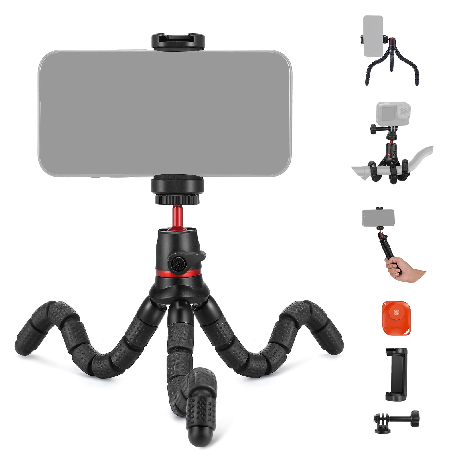 Neewer Tripod For Iphone With Remote/Action Camera Mount Adapter/Phone Holder, Mini Flexible Camera Phone Tripod Stand Compatibl