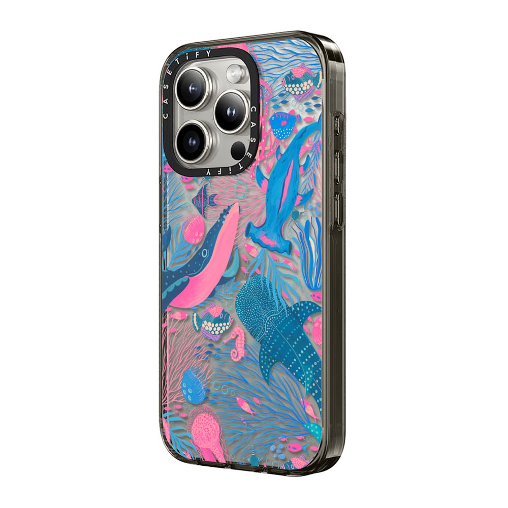 Casetify Compact Iphone 15 Pro Case [2X Military Grade Drop Tested / 4Ft Drop Protection]   Under The Sea   Clear Black