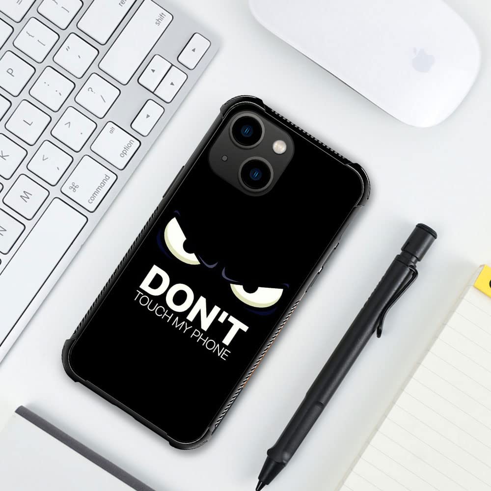 ZHEGAILIAN iPhone 14 Case Tempered Glass Back TPU Shock Protective "Dont Touch My Phone" Design