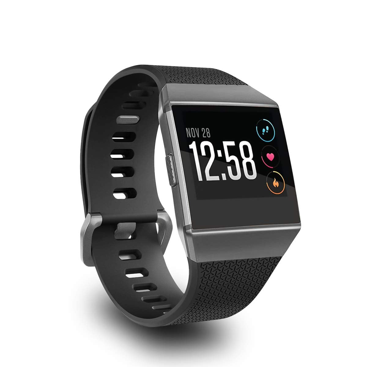 Aiunit Compatible Ionic Band For Men Women Black Small With Smoke Gray Buckle, Replacement Strap Sport Accessory Wristband For I