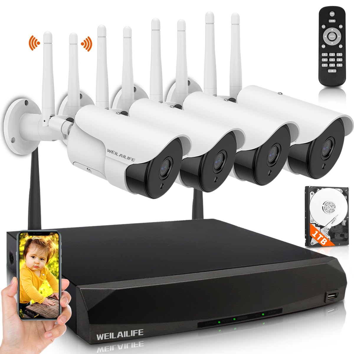 ?2 Way Audio? 5Mp Outdoor Wireless Security Camera System, Wifi Video Surveillance, Wireless Surveillance Camera System
