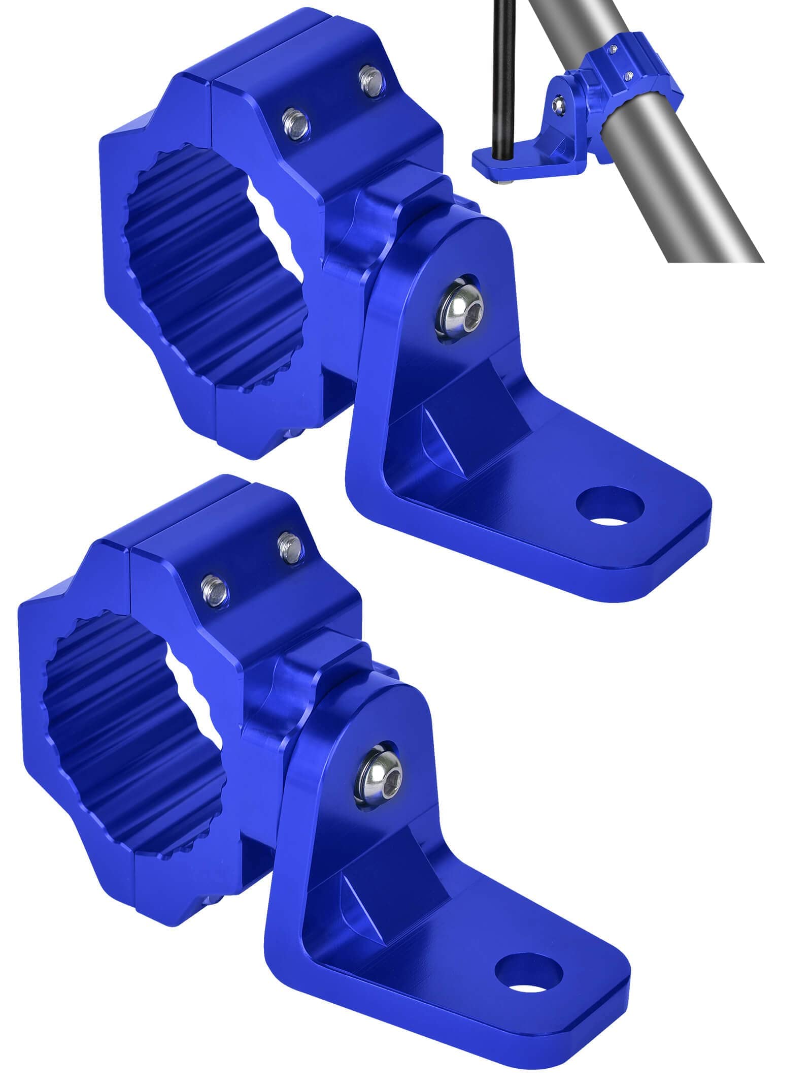 ZIDIYORUO UTV Whip and Spot Light Mount, 360 Rotating Flag Hole, Aluminium Alloy, 1.75 to 2 Roll Cage (2 PCS Blue)