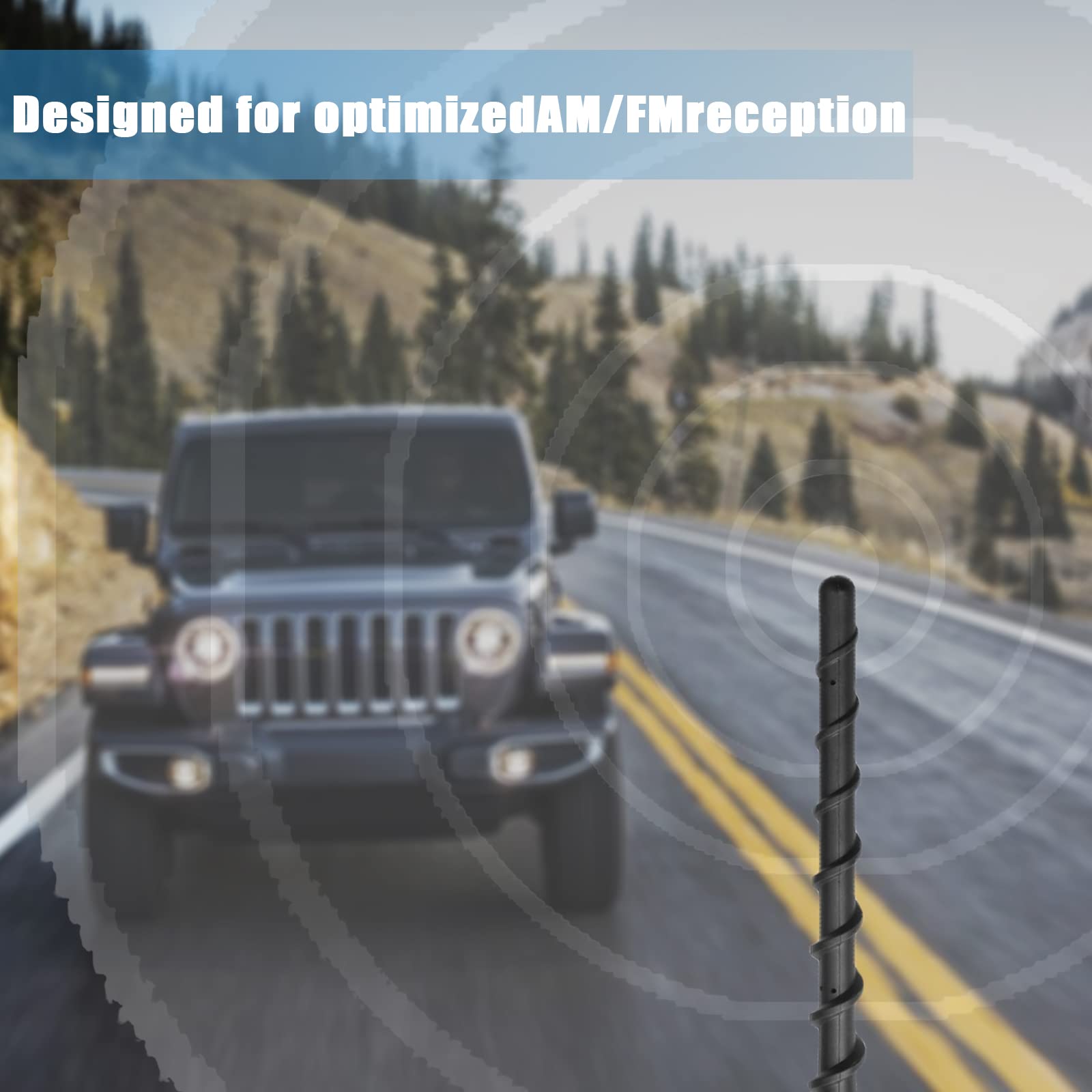 7 Inch Spiral Antenna, Flexible Rubber Antenna Replacement, Waterproof Pvc Rubber, Designed For Optimized Fm/Am Reception