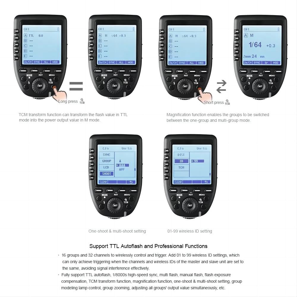 Godox Xpro Ttl Wireless Trigger,1/8000S High Speed Sync,5 Dedicated Group Bottons And 11 Customizable Functions (Xpro S Compatib