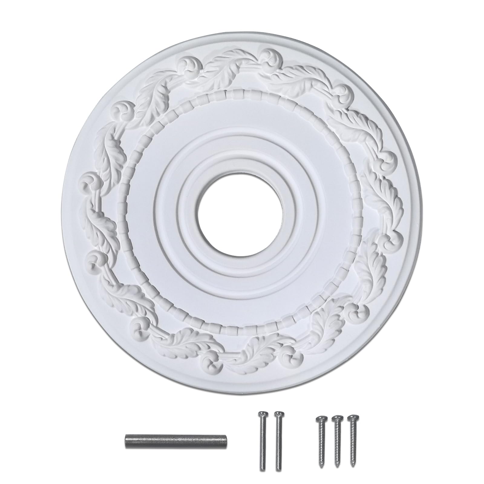 Eifhyt Molded Pu Ceiling Medallion For Light Fixtures And Ceiling Fans, 16''Od X 4''Id X 1 1/8''P (Fits Canopies Up To 9 3/4'')