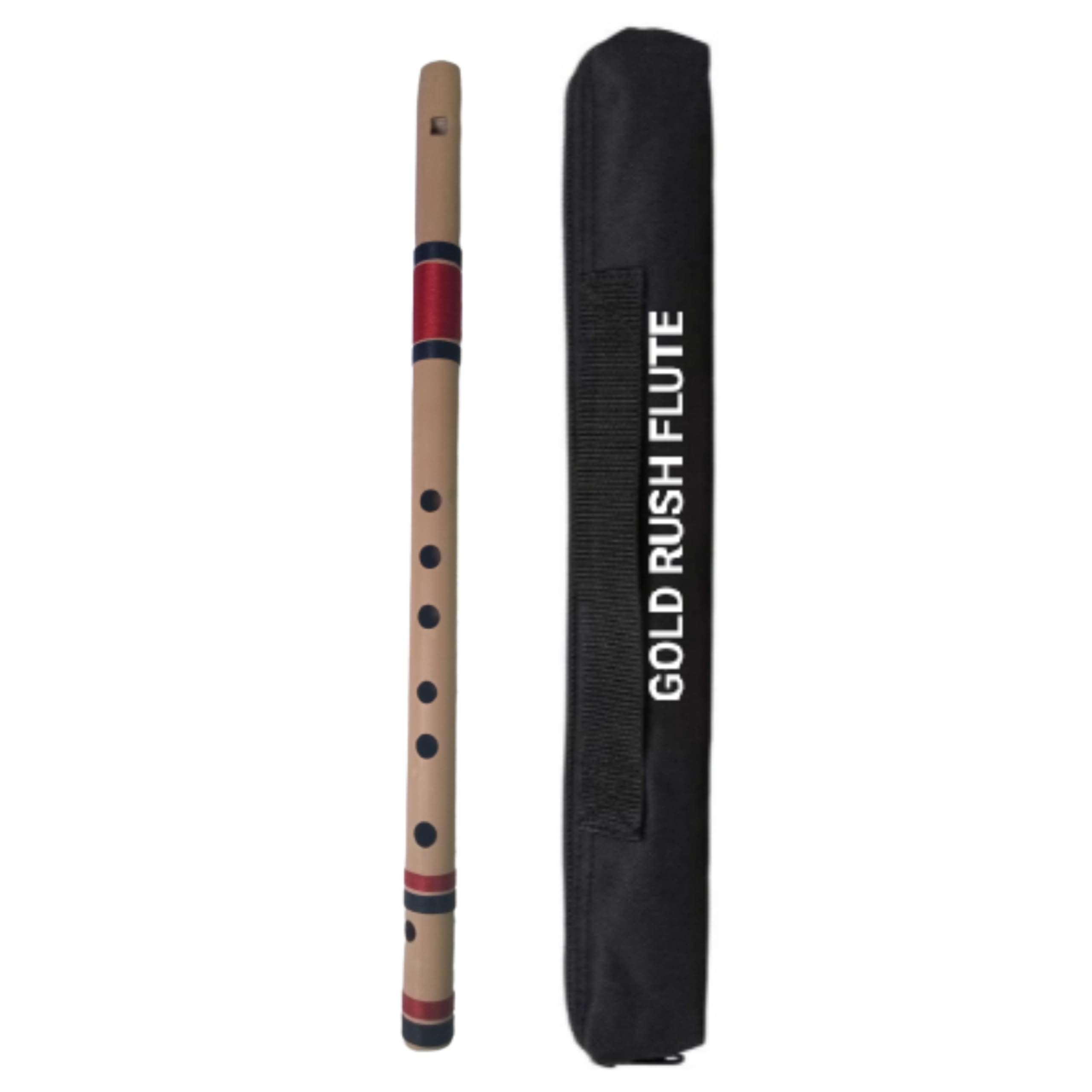 Gold Rush Flute D Sharp Middle Scale State (Direct Blow) Flute Size 17 Inch Bamboo Bansuri 45 Cm Length With Carry Bag (Dsm0089)