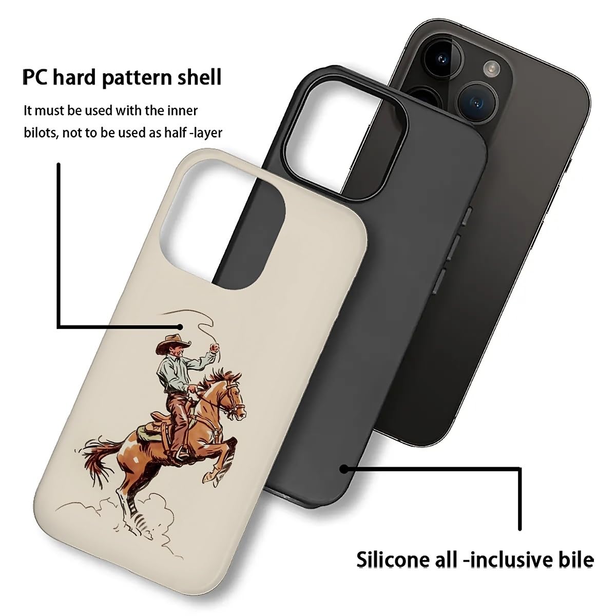 Smamz For Iphone 16 Pro Case, T2 Cowboy Horse A3 Shockproof Rugged Cover Dual Layer Soft Tpu Hard Pc Bumper Case Design For Ipho