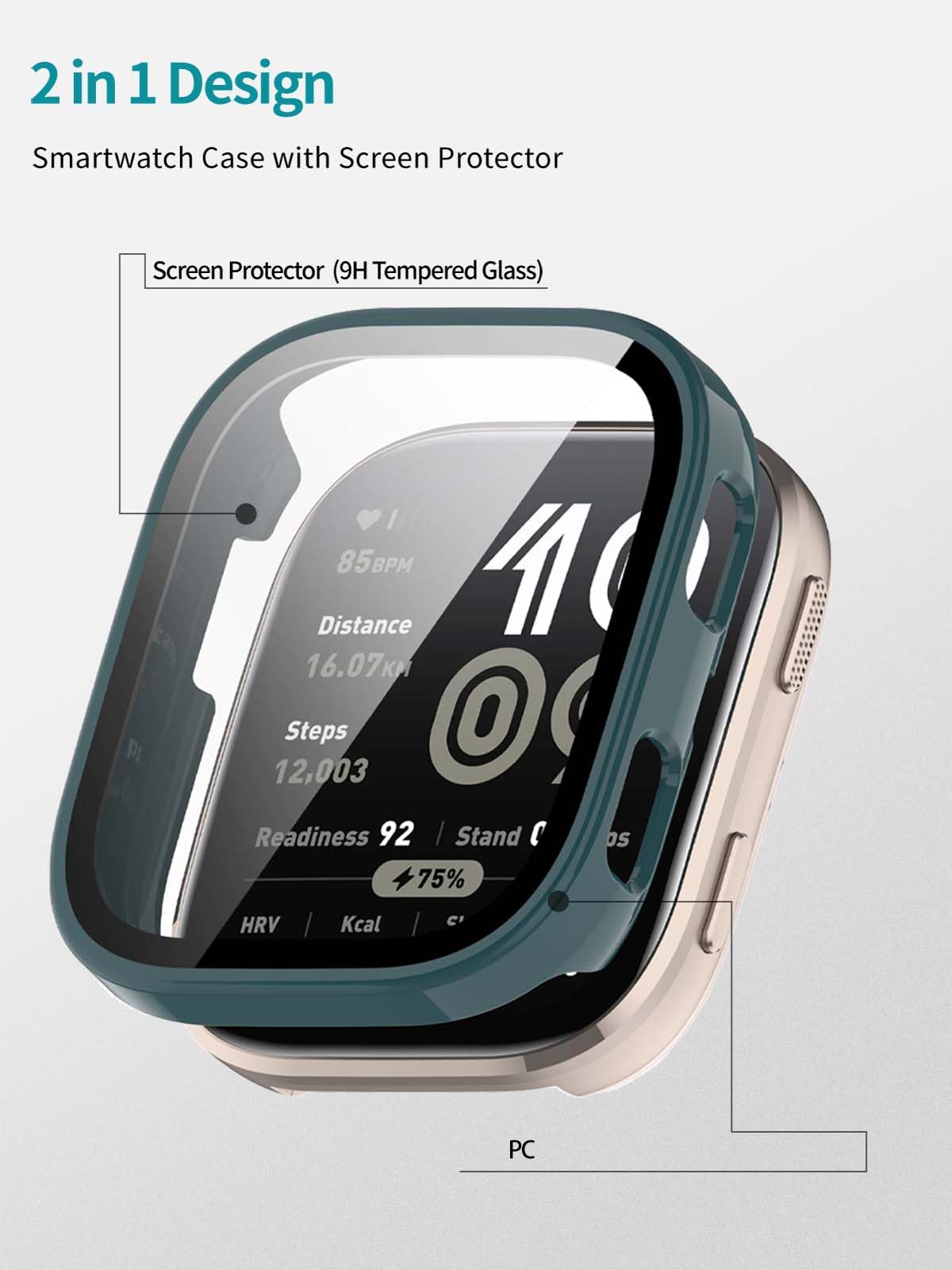 Case For Amazfit Bip 6,Noukaju Protective Cover Smart Watch,Built-In 9H Tempered Glass Film, Hard Pc,Easy To Install,Screen Prot