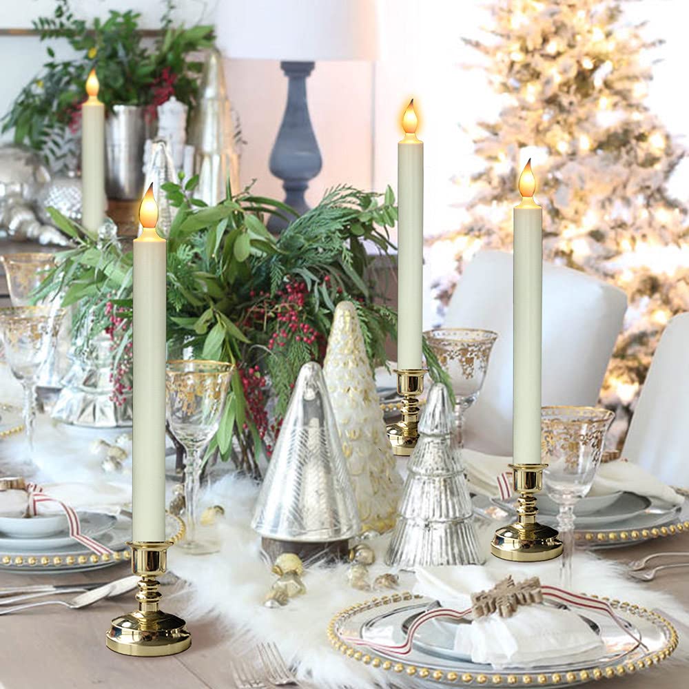 Dromance Flameless Window Candles With Remote And Timer, Battery Operated Led Taper Candles With Suction Cups Set Of 6 Christmas