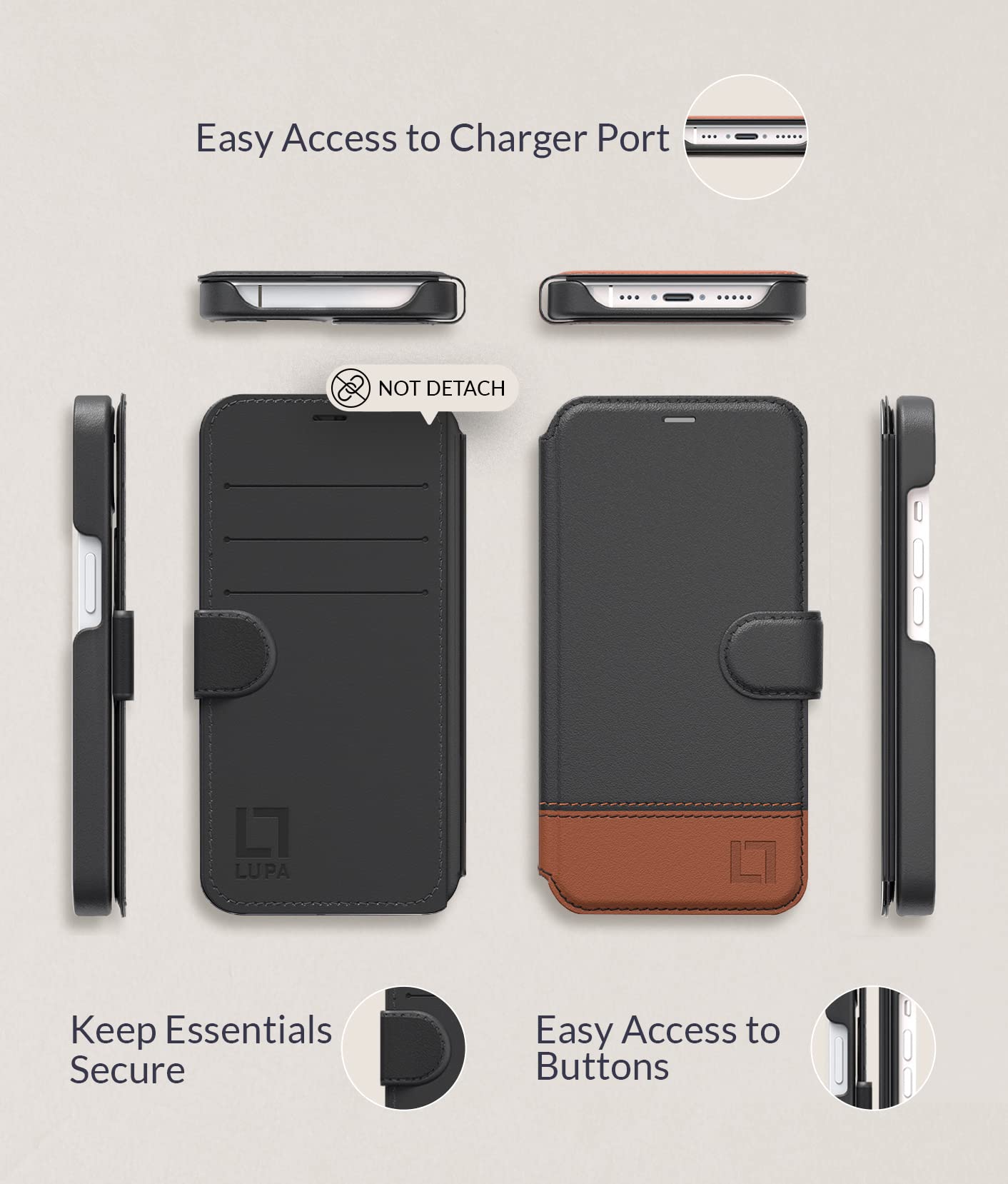 Iphone 16 Pro Max Wallet Case For Women And Men, Slim & Protective, Credit Card Holder, Shockproof Pu Leather Folio Cover Compat