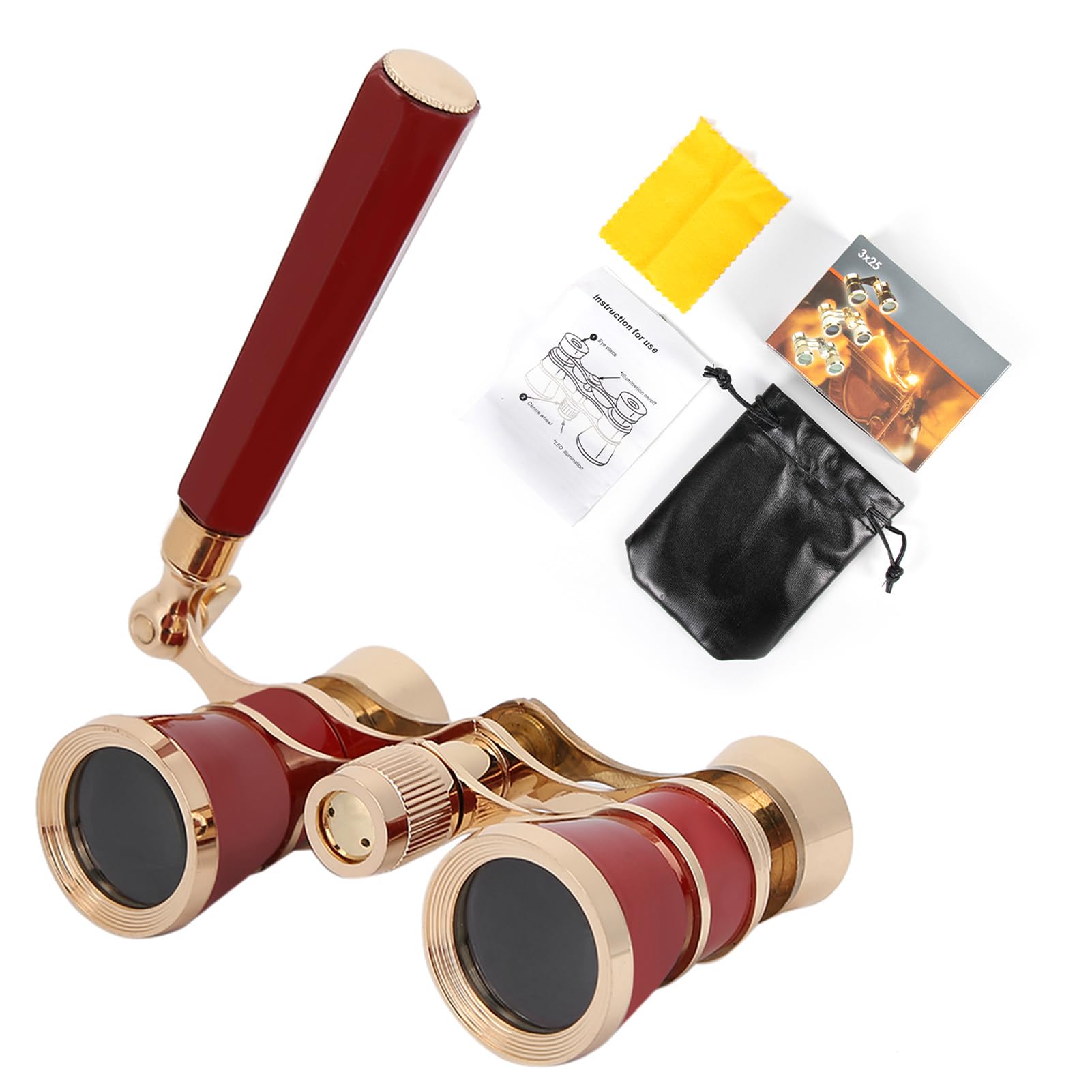 Opera Glasses Binoculars, 3X25 Concert Binoculars, High-Definition Optical Lens Adjustable Focus Button and Foldable Stretchable
