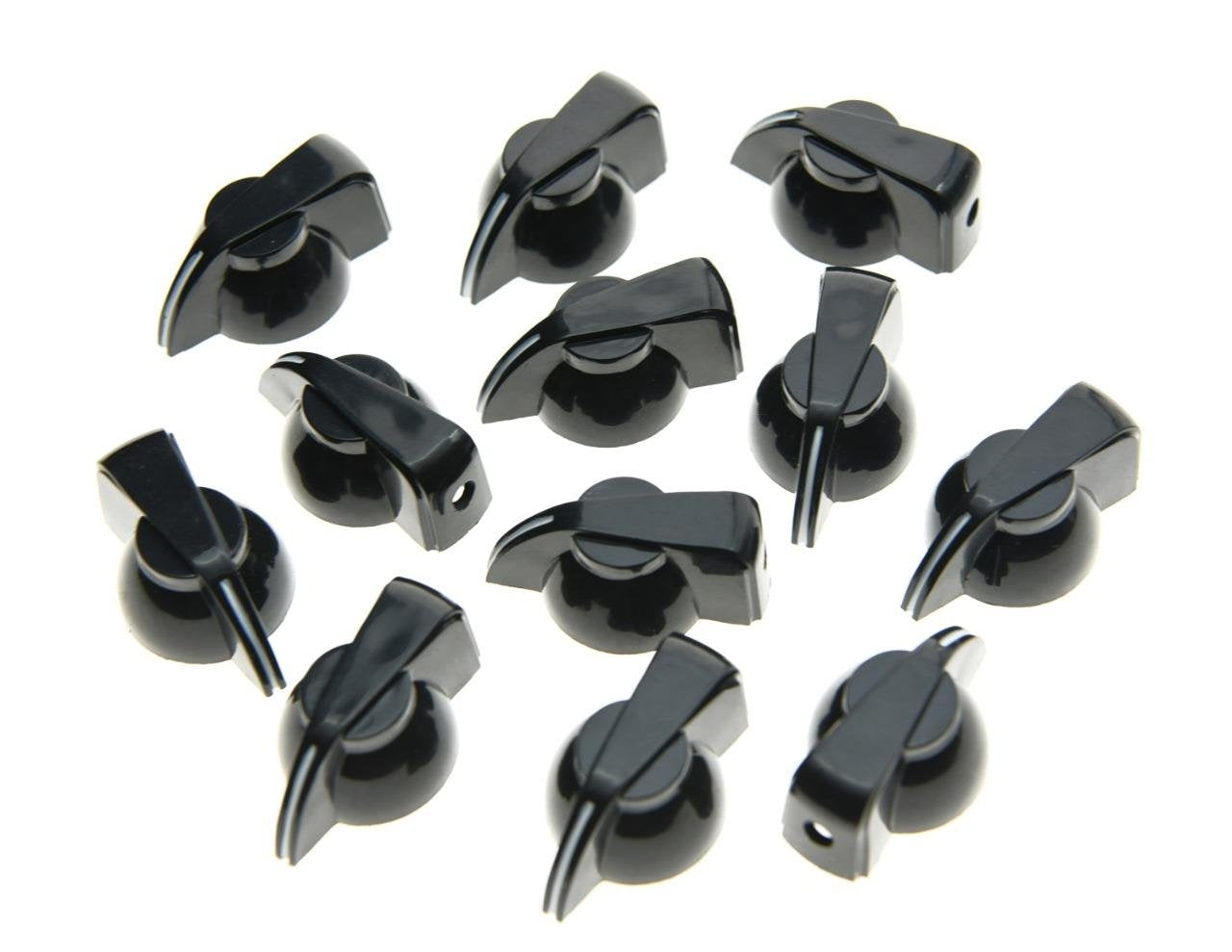 Kaish 12Pcs Flat Top Guitar Amplifier Knobs Effect Pedal Knob Chicken Head Knobs Black