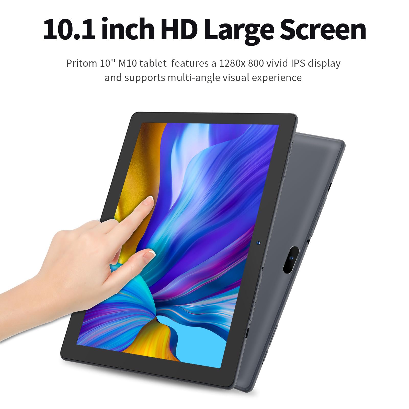 Pritom Touch10 Tablet 10 Inch   Tablet Android 13, 64Gb, 512Gb Expandable, Quad Core, Hd Ips Screen, Dual Camera, Wifi, Bluetoot