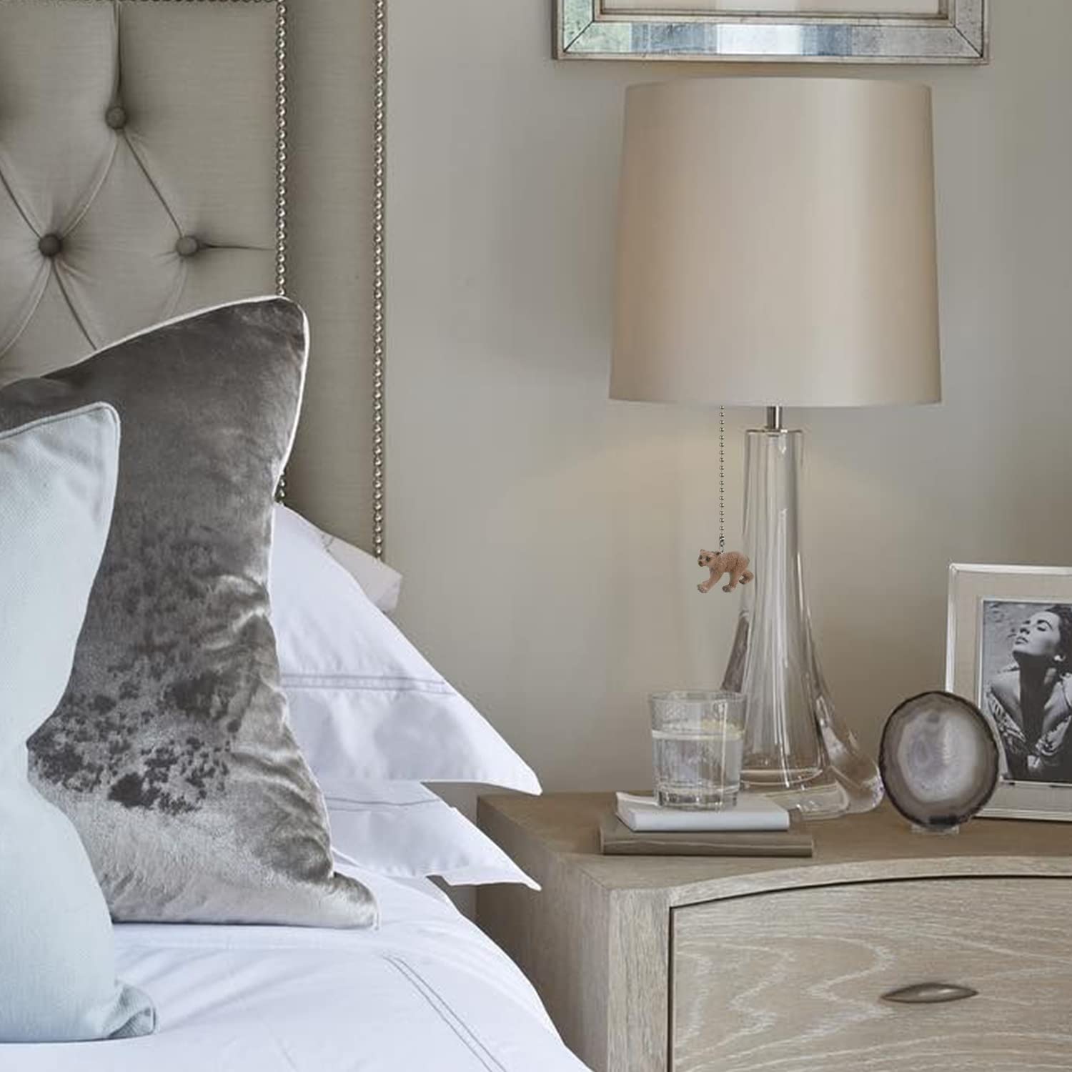 Dotlite Bear Ceiling Fan Pull Chain,12In Cute Bear Fan String Pulls Charm Extension Decorative,3Mm Diameter Beaded Fan Light Pul