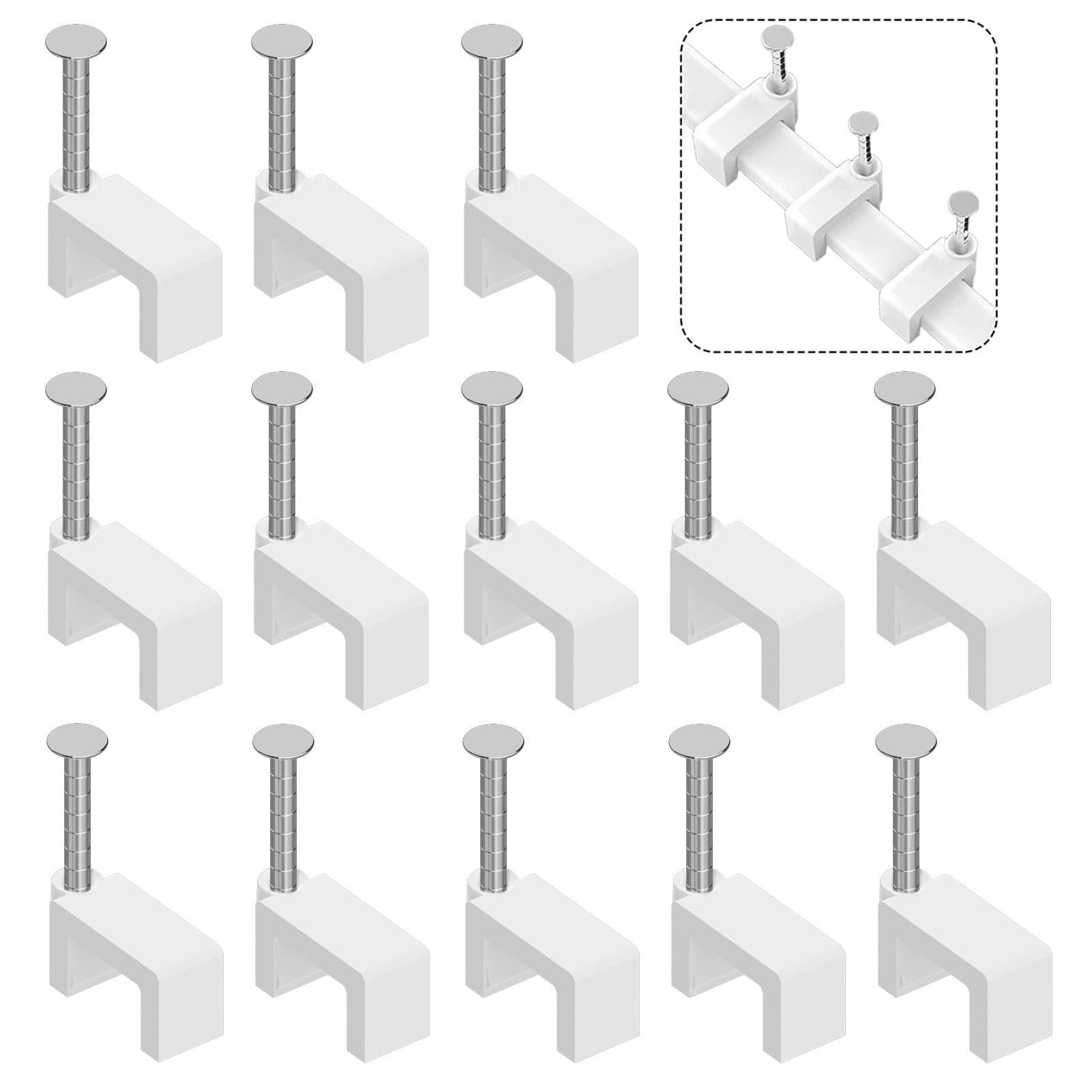 200 Pcs 8Mm Cable Clips Nail In Cable Clips Flat Ethernet Cable Wall Clips Cable Tacks Coax Cable Clips Speaker Wire Clips Cable