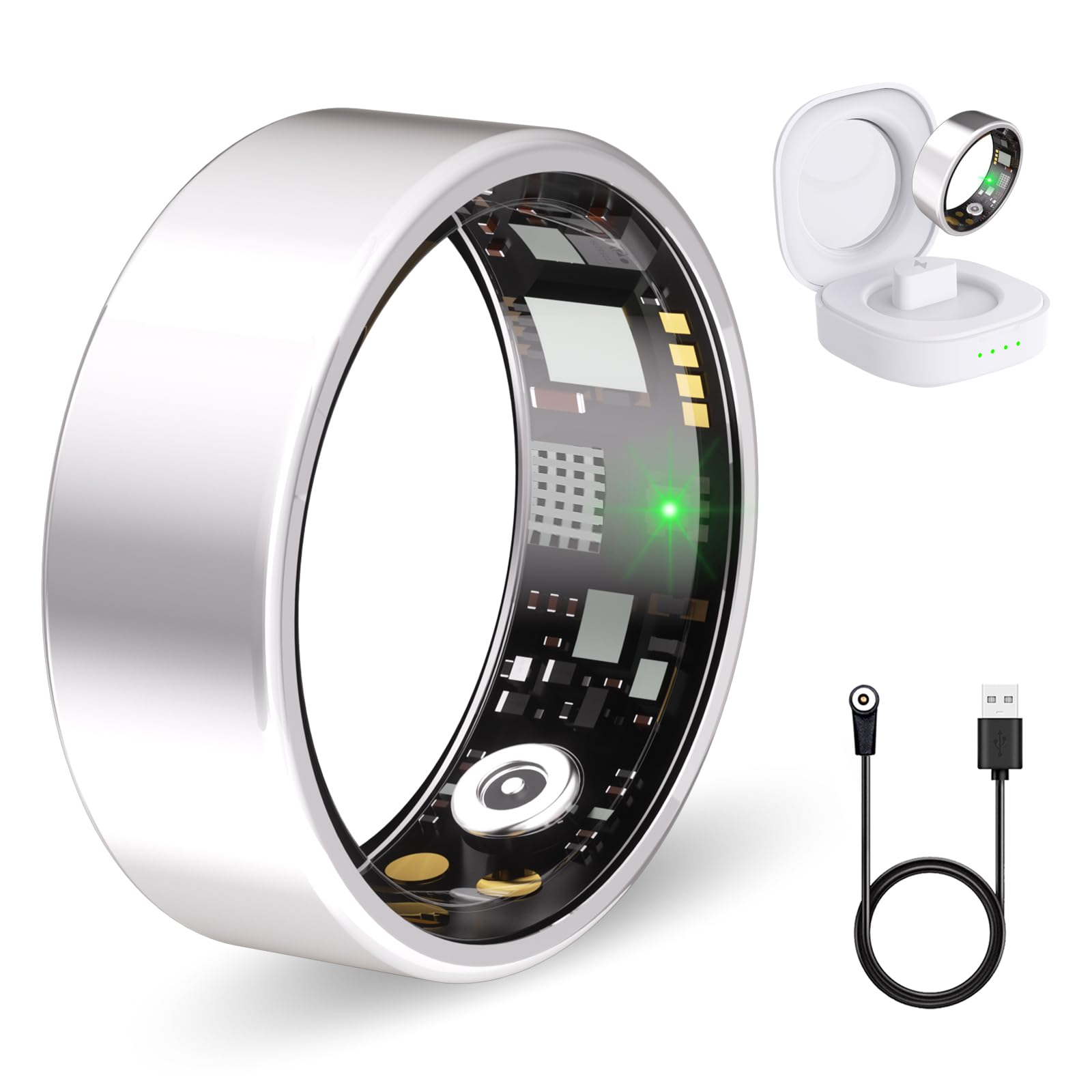 Smart Ring for Women Men Fitness Ring with Heart Rate, Blood Oxygen, Blood Pressure, sleep tracker, Step tracker, IP68 Waterproo