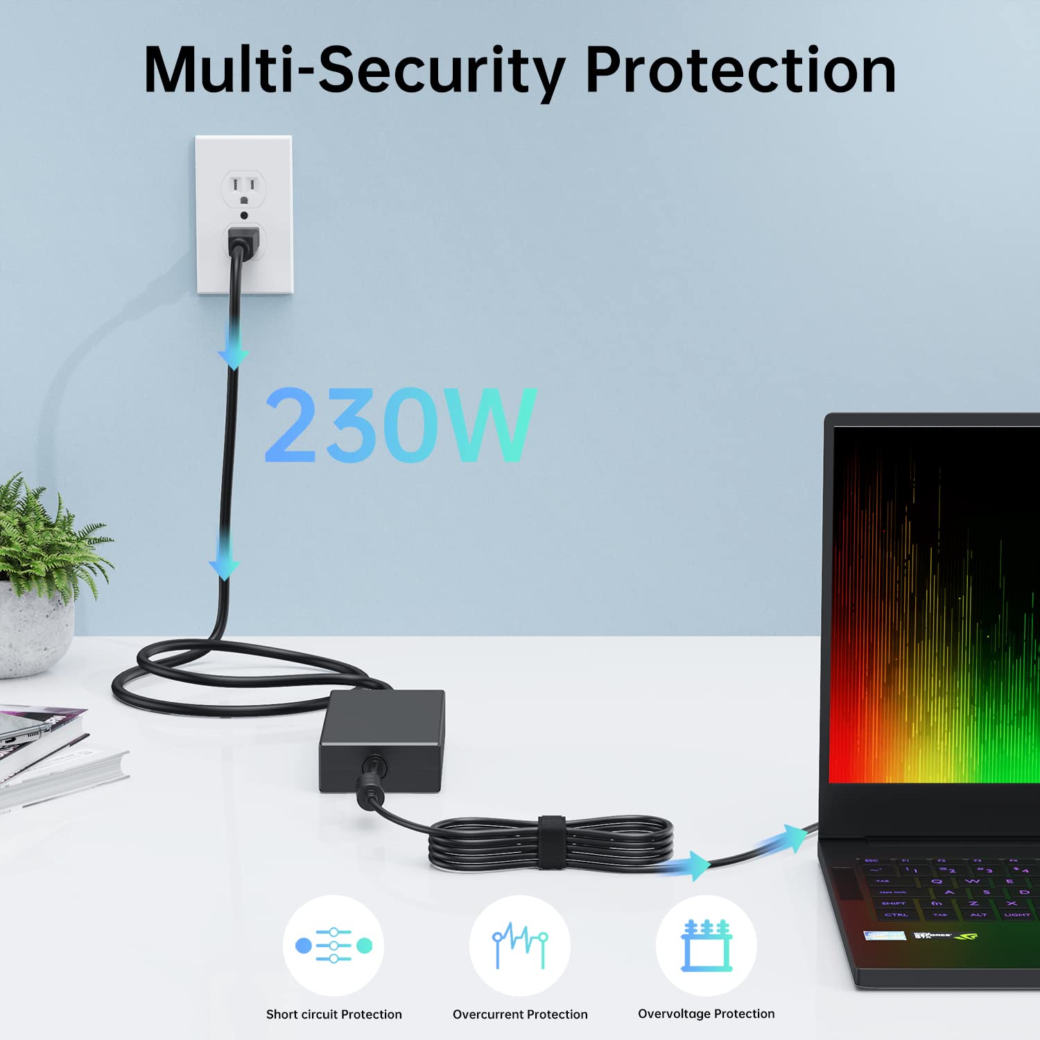 230W Charger Fit For Msi Gs66 Gs76 Gs75 Gs65 Stealth Power Supply, Msi Chicony A17 230P1A A12 230P1A P65 P75 Ac Adapter