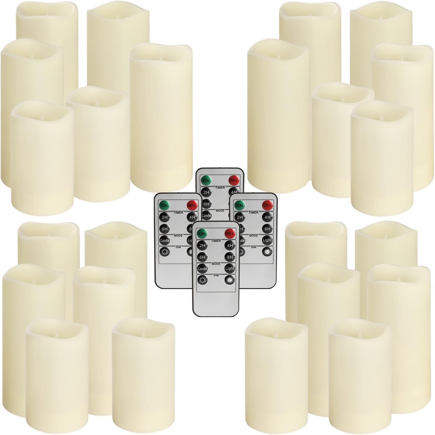 Yoroxrg Set Of 24 Waterproof Outdoor Flameless Candles, Led Candles With 4 Remote And Timer,(H 4'' 5'' 6'' X D 2.2''),For Hallow