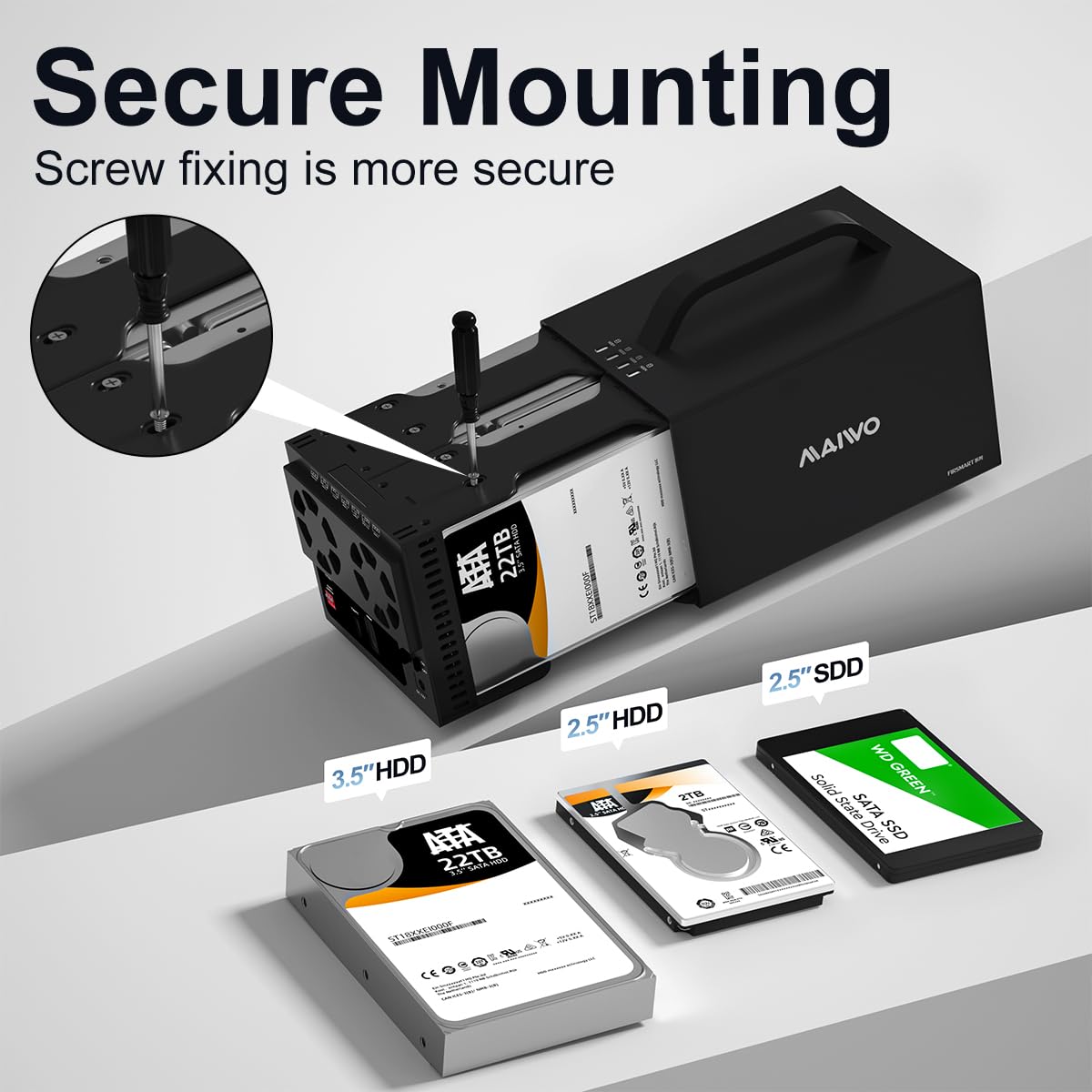 Maiwo Usb C 4 Bay Hdd Raid Enclosure For 2.5' 3.5' Sata Drive With Cooling Fan, Usb A C 3.1 & C C Cable Included, Supports Raid Normal,0,3,5,1/10,Clone/Large(Jbod) & 72Tb Capacity, Das(Not Nas)